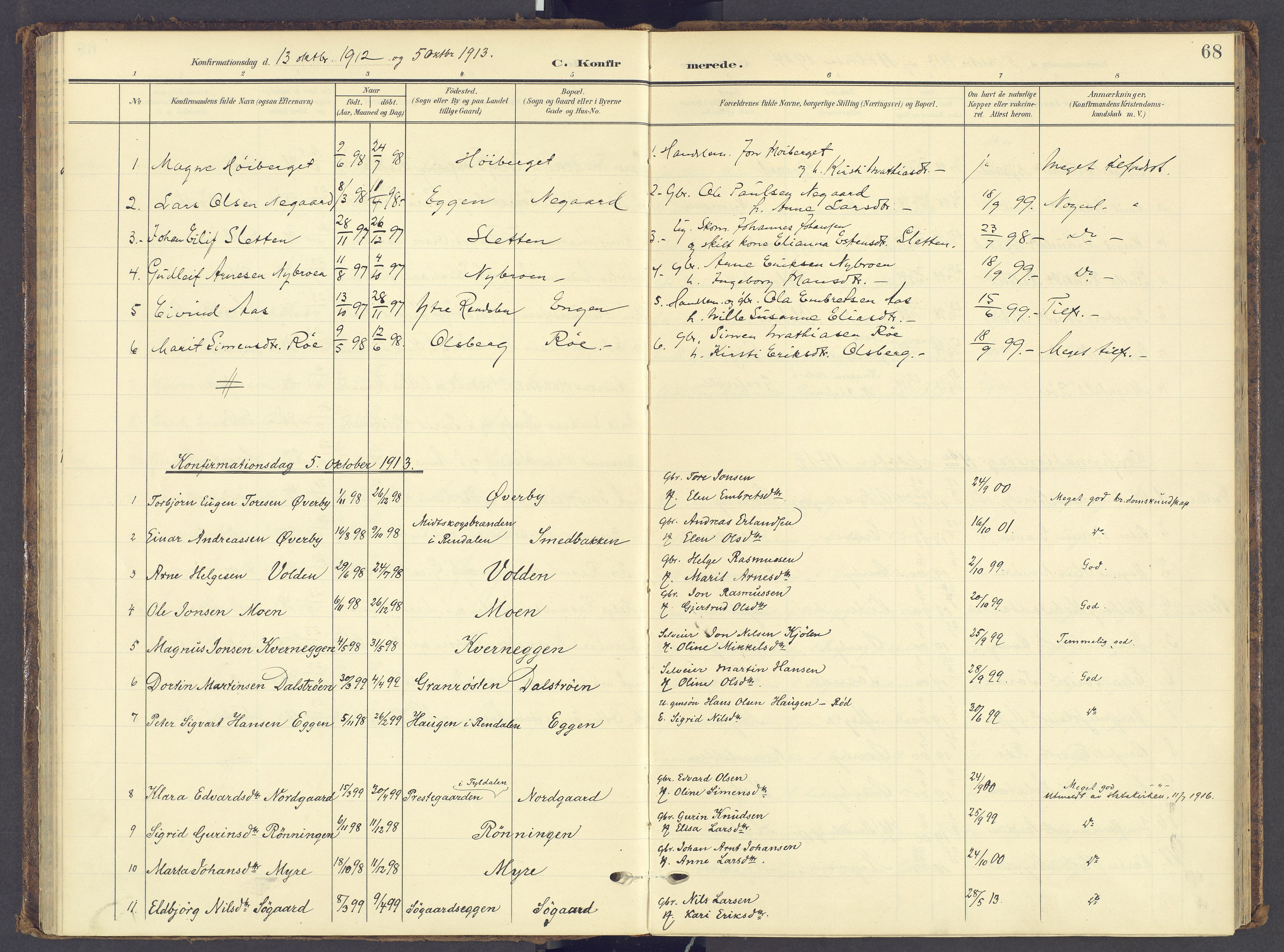 Tynset prestekontor, AV/SAH-PREST-058/H/Ha/Haa/L0028: Parish register (official) no. 28, 1902-1929, p. 68