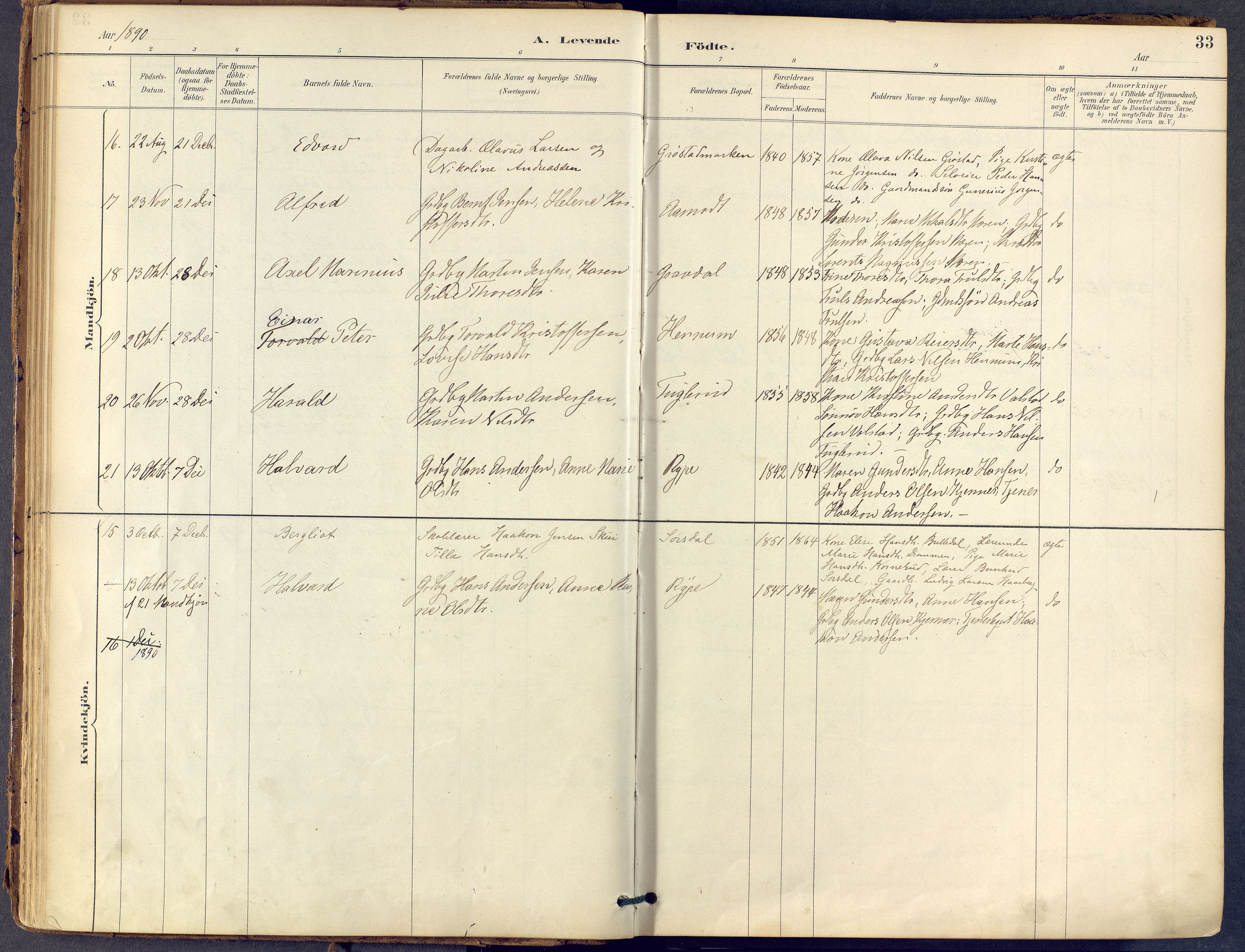 Lier kirkebøker, AV/SAKO-A-230/F/Fb/L0001: Parish register (official) no. II 1, 1883-1910, p. 33