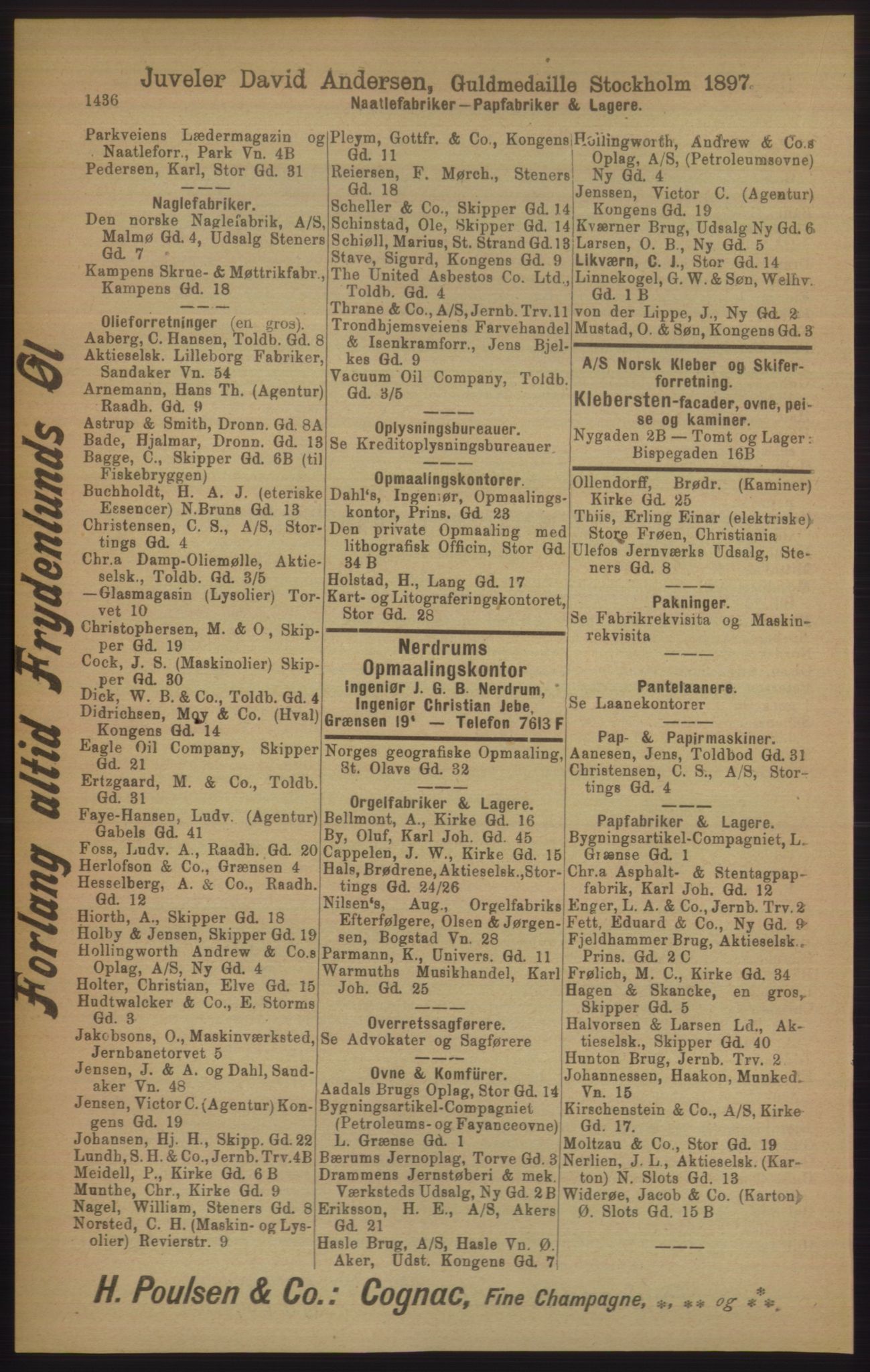 Kristiania/Oslo adressebok, PUBL/-, 1906, p. 1436