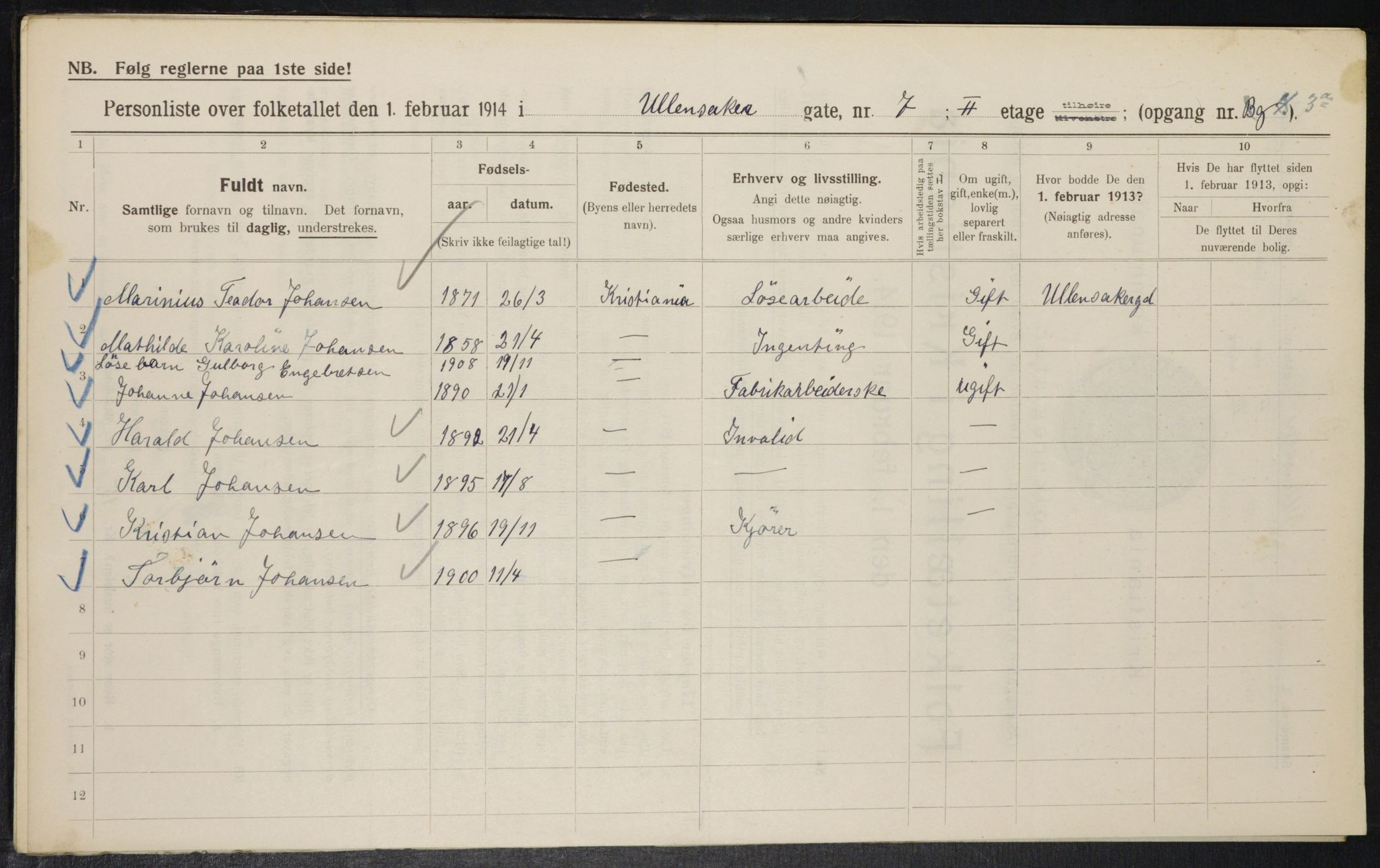 OBA, Municipal Census 1914 for Kristiania, 1914, p. 119831