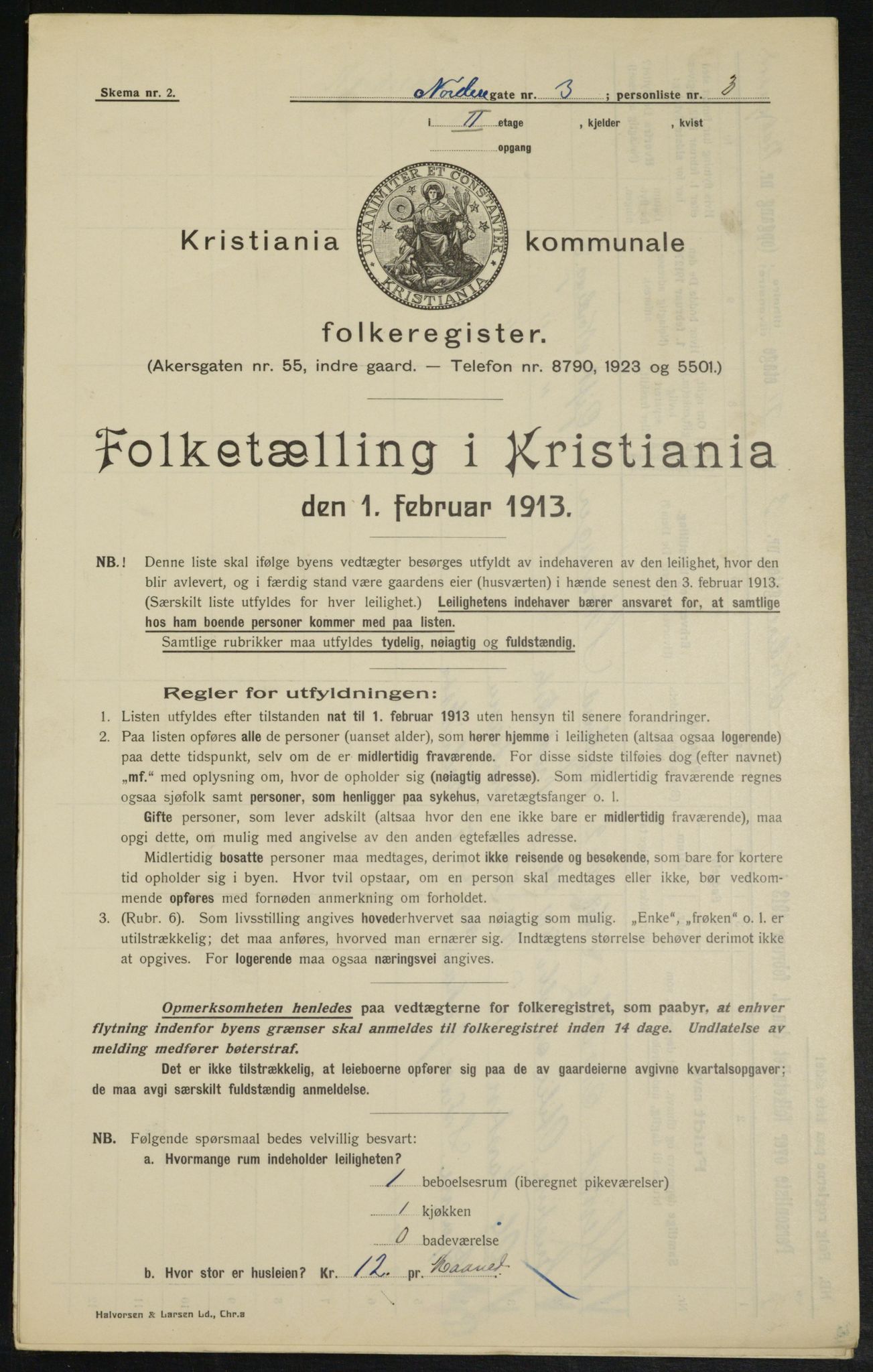 OBA, Municipal Census 1913 for Kristiania, 1913, p. 73104