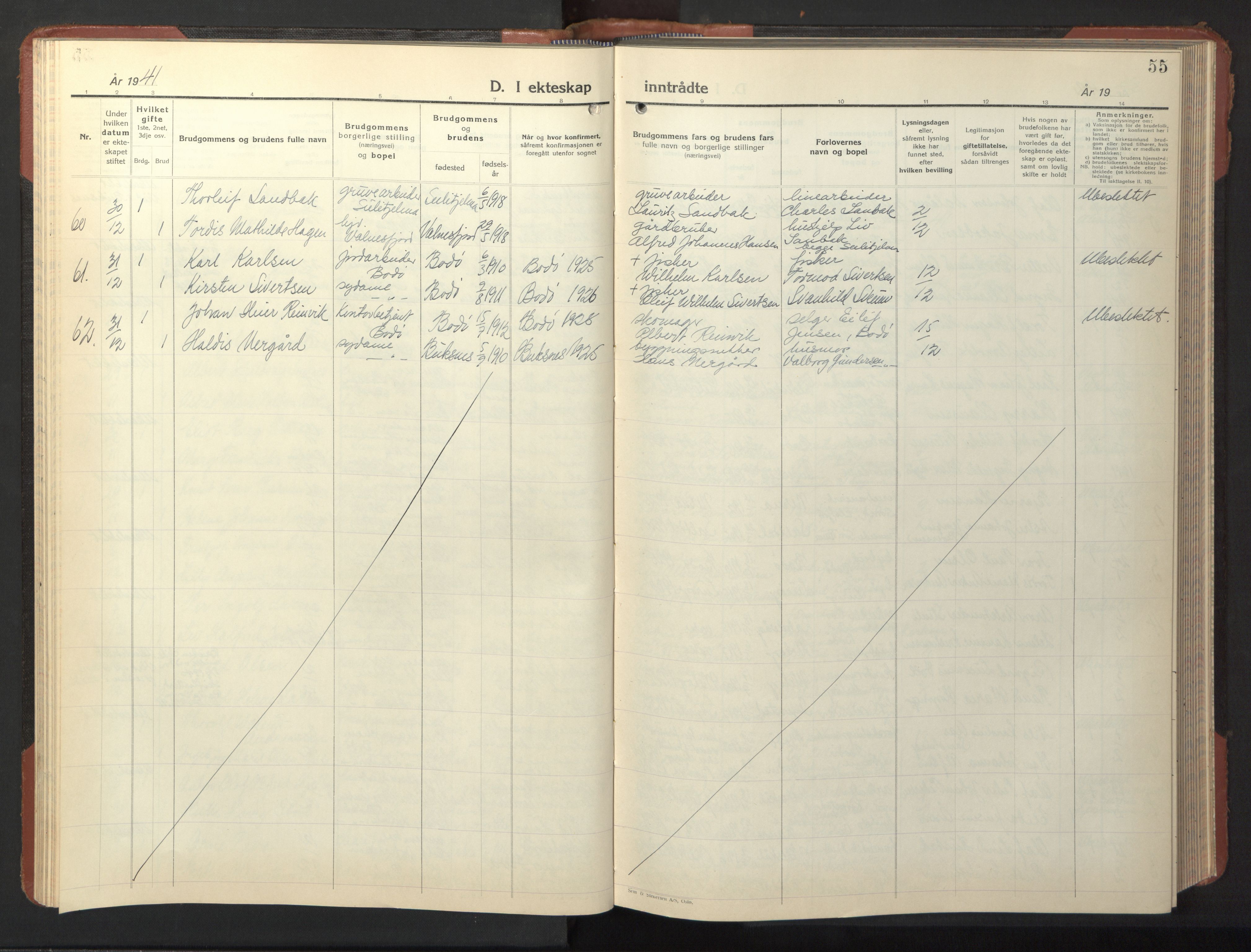 Ministerialprotokoller, klokkerbøker og fødselsregistre - Nordland, AV/SAT-A-1459/801/L0038: Parish register (copy) no. 801C13, 1935-1951, p. 55