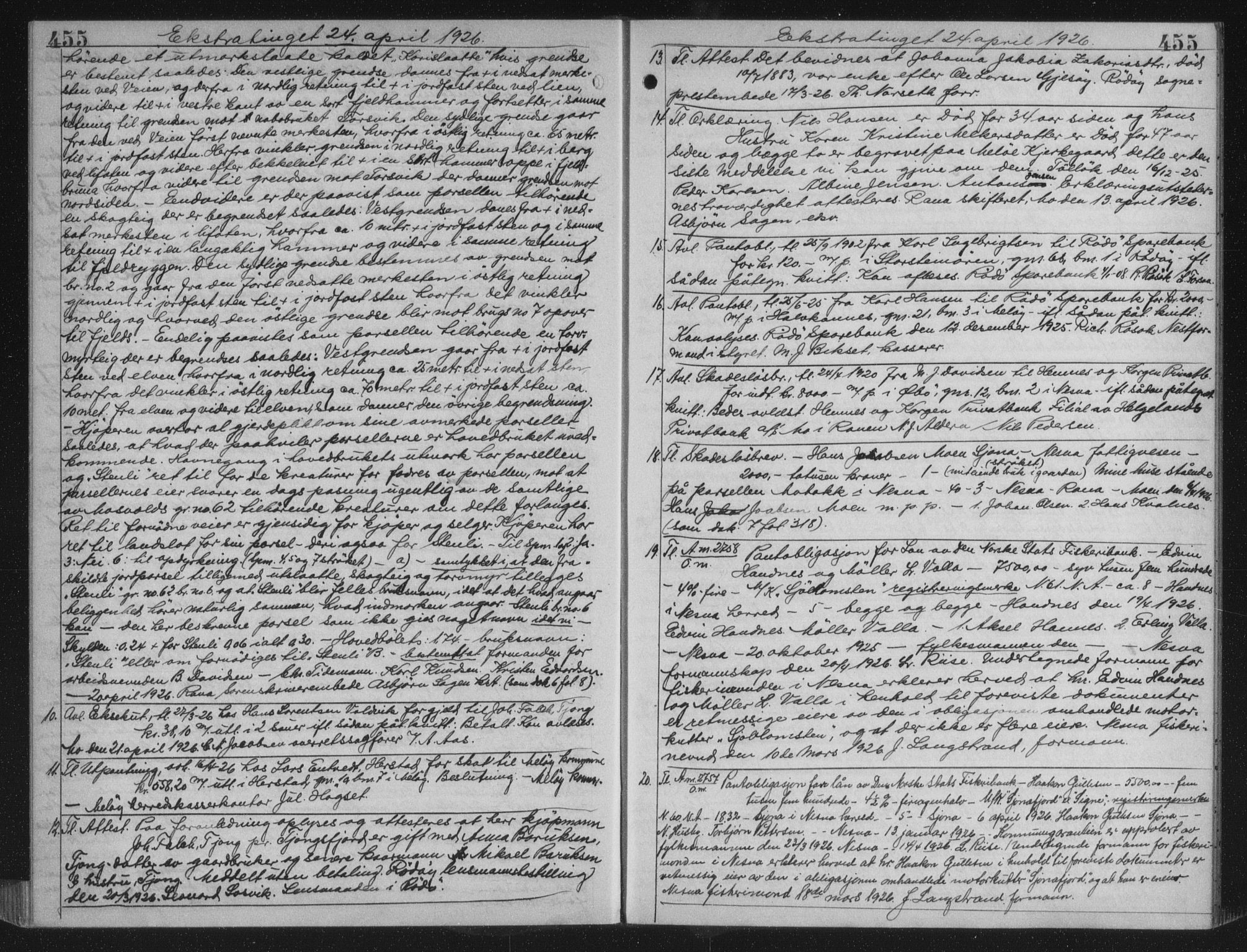 Rana sorenskriveri , AV/SAT-A-1108/1/2/2C/L0018: Mortgage book no. 18, 1923-1928, p. 455, Deed date: 24.04.1926
