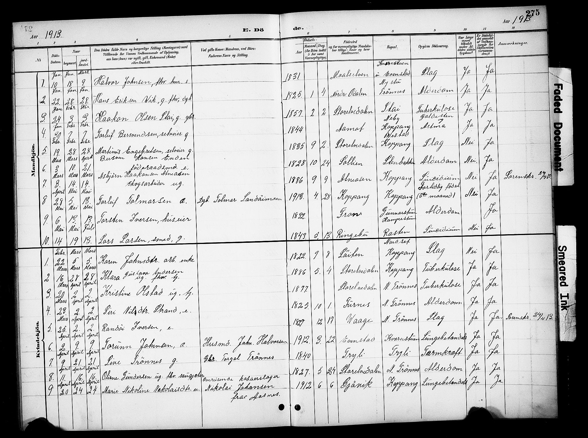 Stor-Elvdal prestekontor, AV/SAH-PREST-052/H/Ha/Hab/L0003: Parish register (copy) no. 3, 1895-1917, p. 275