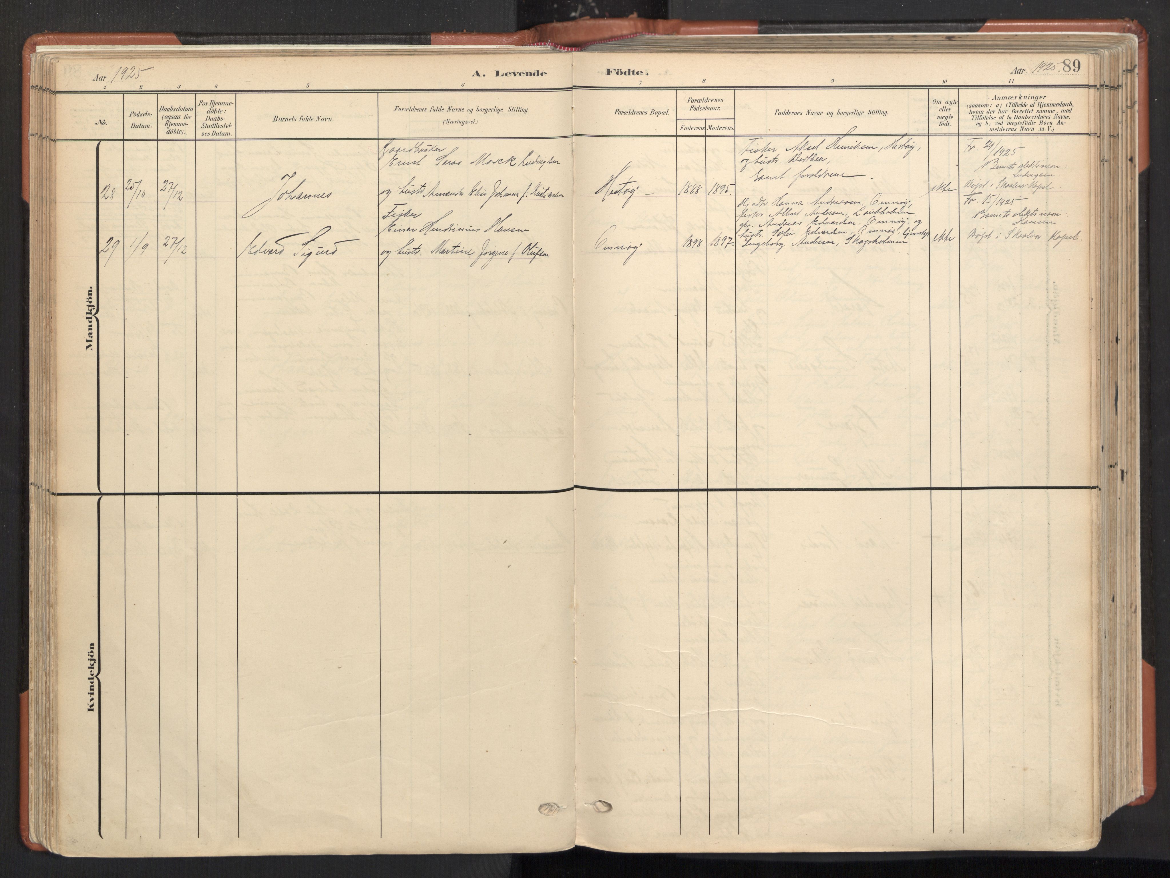 Ministerialprotokoller, klokkerbøker og fødselsregistre - Nordland, AV/SAT-A-1459/817/L0265: Parish register (official) no. 817A05, 1908-1944, p. 89