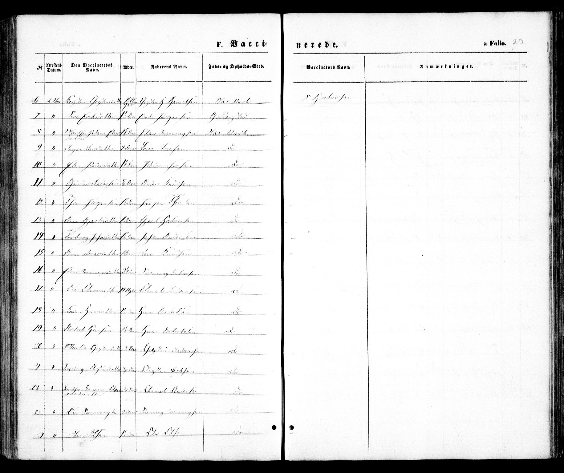 Holt sokneprestkontor, SAK/1111-0021/F/Fa/L0008: Parish register (official) no. A 8, 1849-1860, p. 373