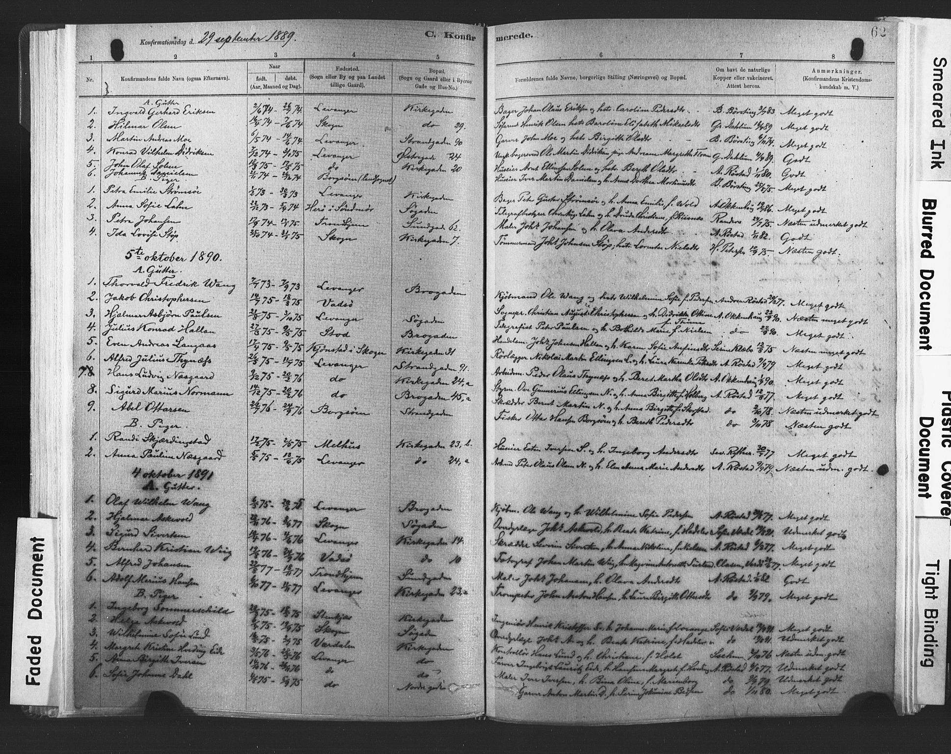 Ministerialprotokoller, klokkerbøker og fødselsregistre - Nord-Trøndelag, SAT/A-1458/720/L0189: Parish register (official) no. 720A05, 1880-1911, p. 62