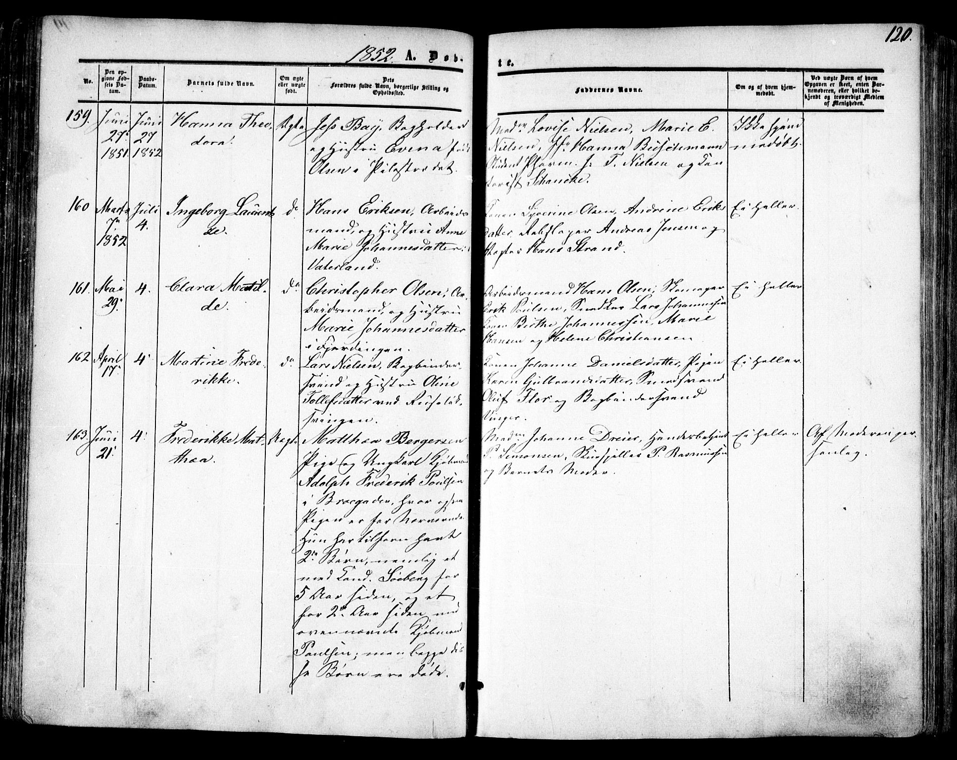 Oslo domkirke Kirkebøker, SAO/A-10752/F/Fa/L0014: Parish register (official) no. 14, 1850-1857, p. 120