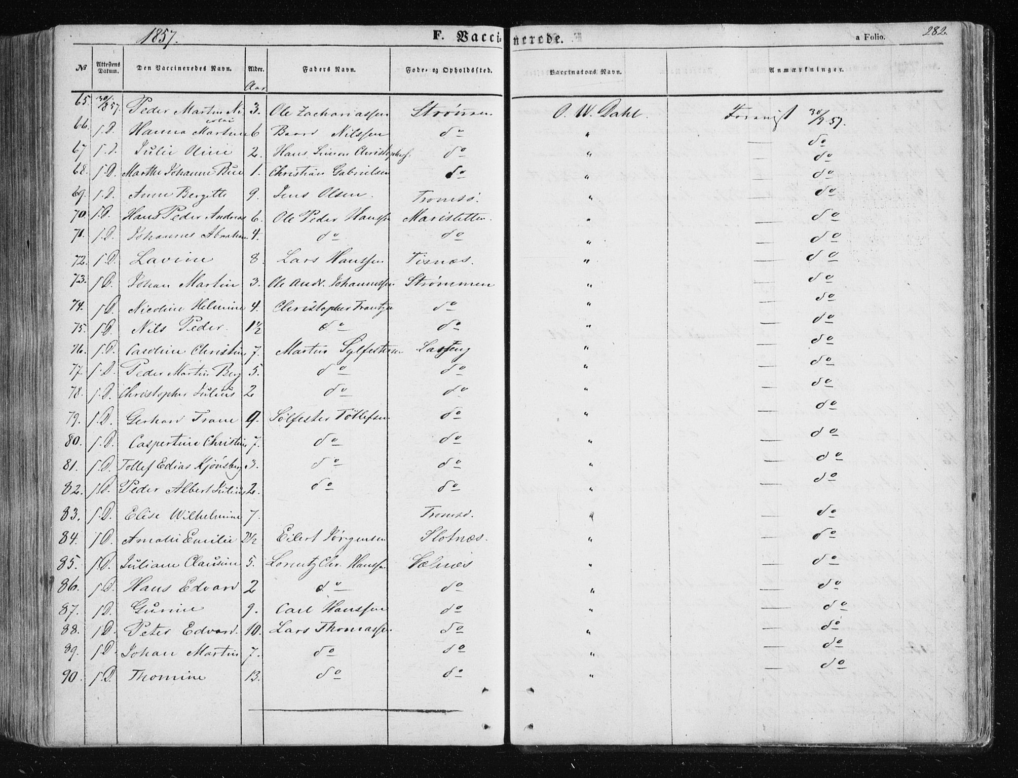 Tromsøysund sokneprestkontor, SATØ/S-1304/G/Ga/L0001kirke: Parish register (official) no. 1, 1856-1867, p. 282