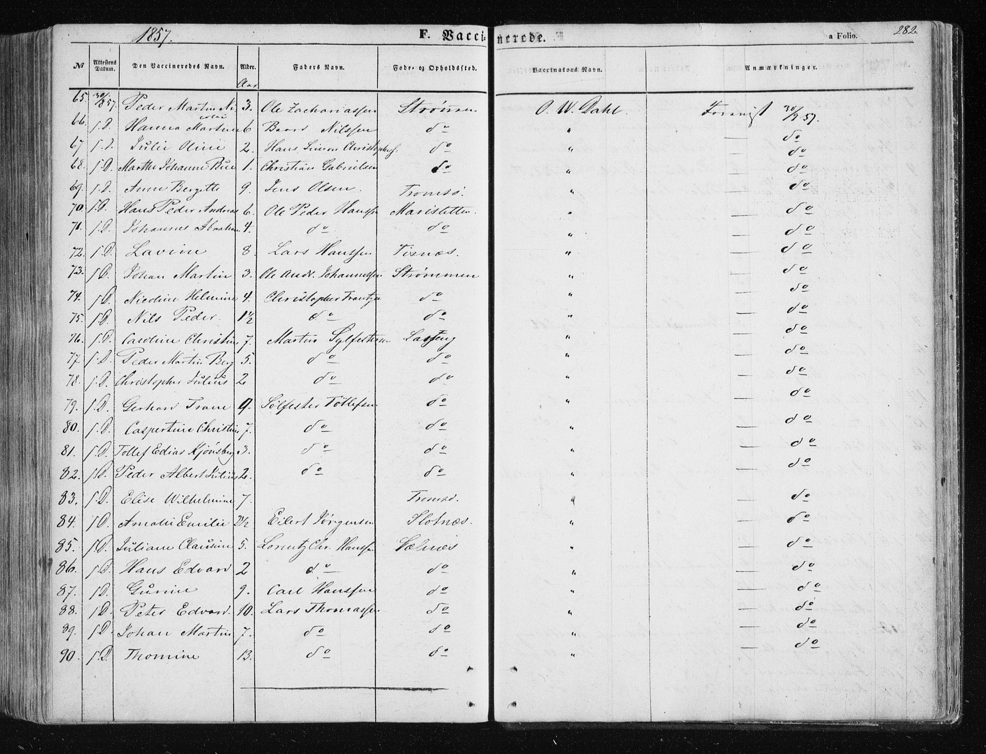 Tromsøysund sokneprestkontor, AV/SATØ-S-1304/G/Ga/L0001kirke: Parish register (official) no. 1, 1856-1867, p. 282