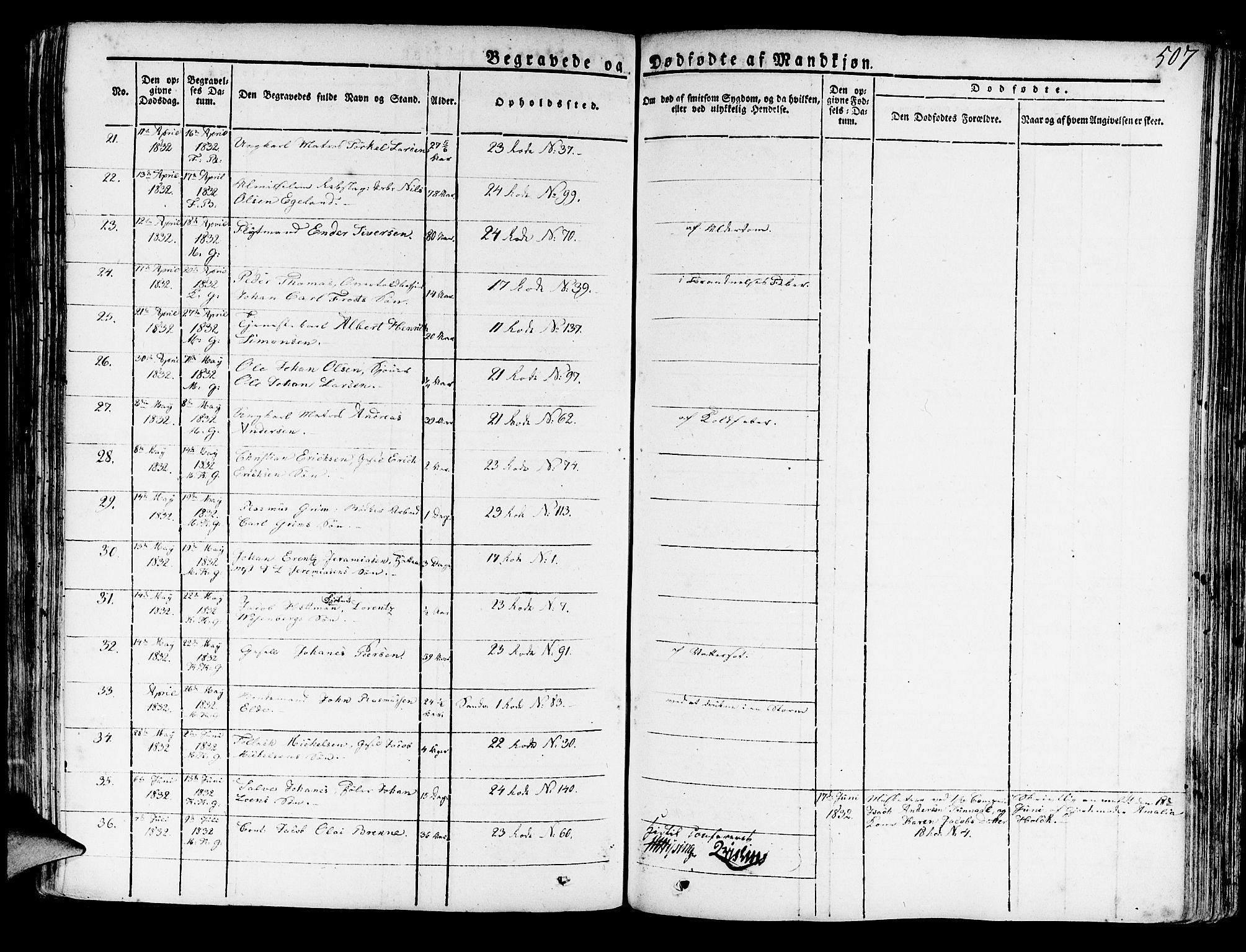 Korskirken sokneprestembete, AV/SAB-A-76101/H/Haa/L0014: Parish register (official) no. A 14, 1823-1835, p. 507