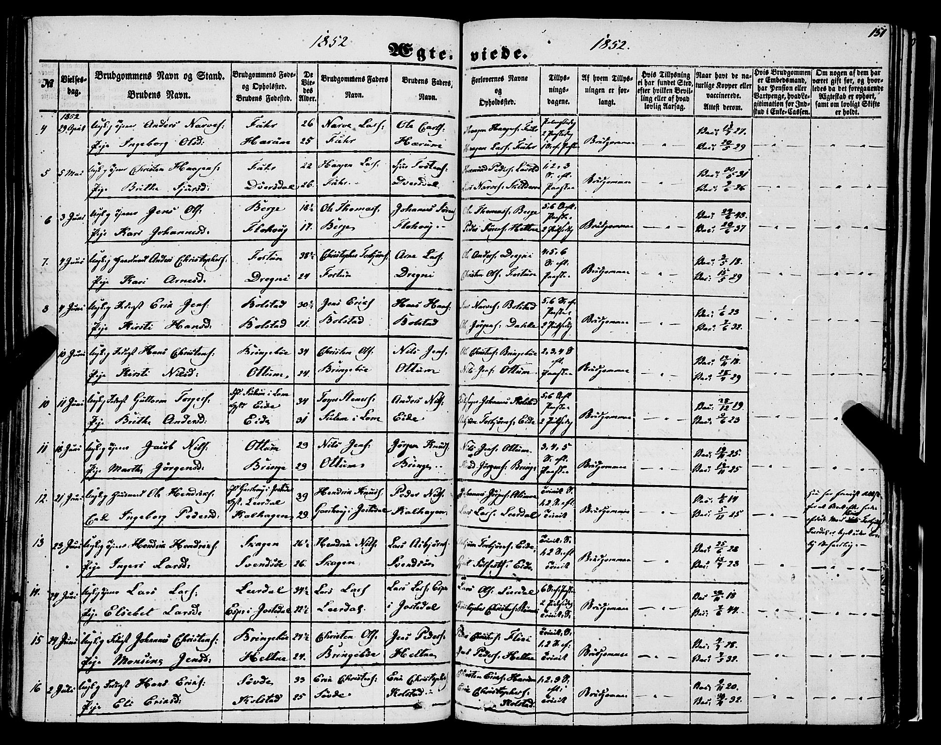 Luster sokneprestembete, AV/SAB-A-81101/H/Haa/Haaa/L0007: Parish register (official) no. A 7, 1849-1859, p. 151