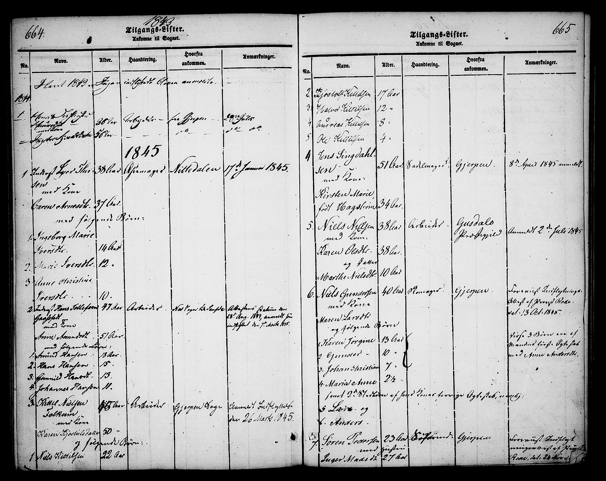 Skien kirkebøker, SAKO/A-302/F/Fa/L0006b: Parish register (official) no. 6B, 1843-1846, p. 664-665