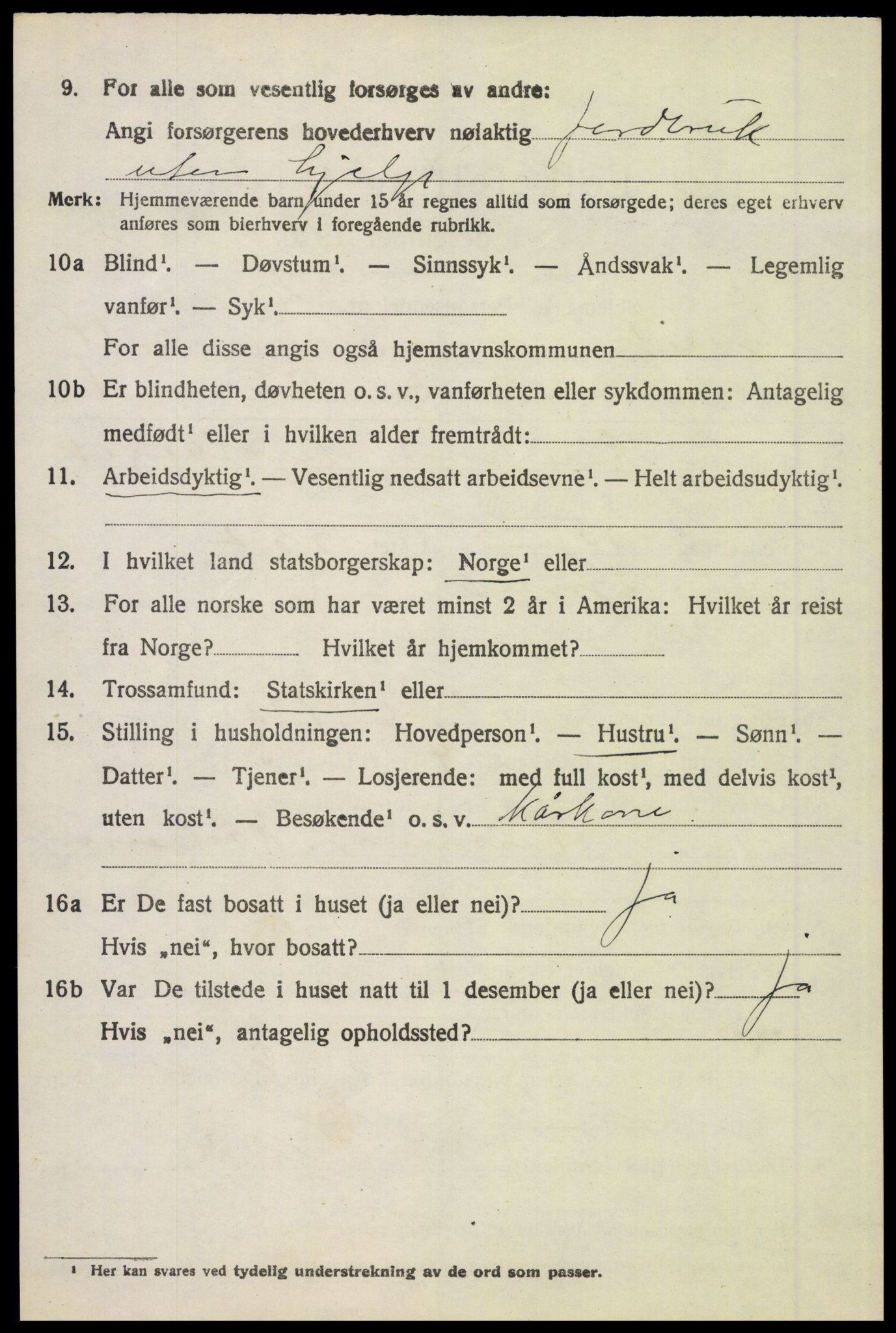 SAH, 1920 census for Tynset, 1920, p. 8971