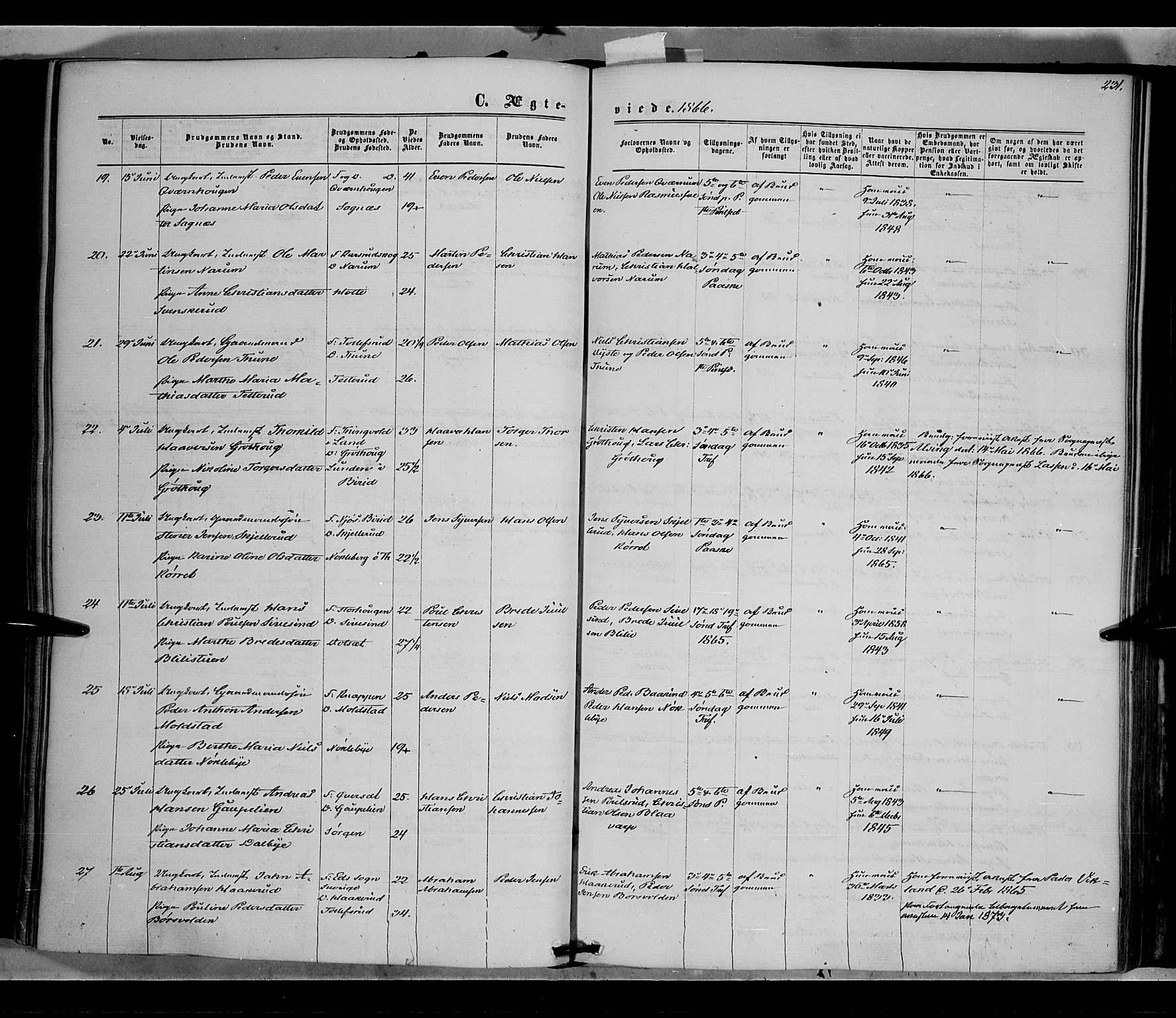 Vestre Toten prestekontor, AV/SAH-PREST-108/H/Ha/Haa/L0007: Parish register (official) no. 7, 1862-1869, p. 231