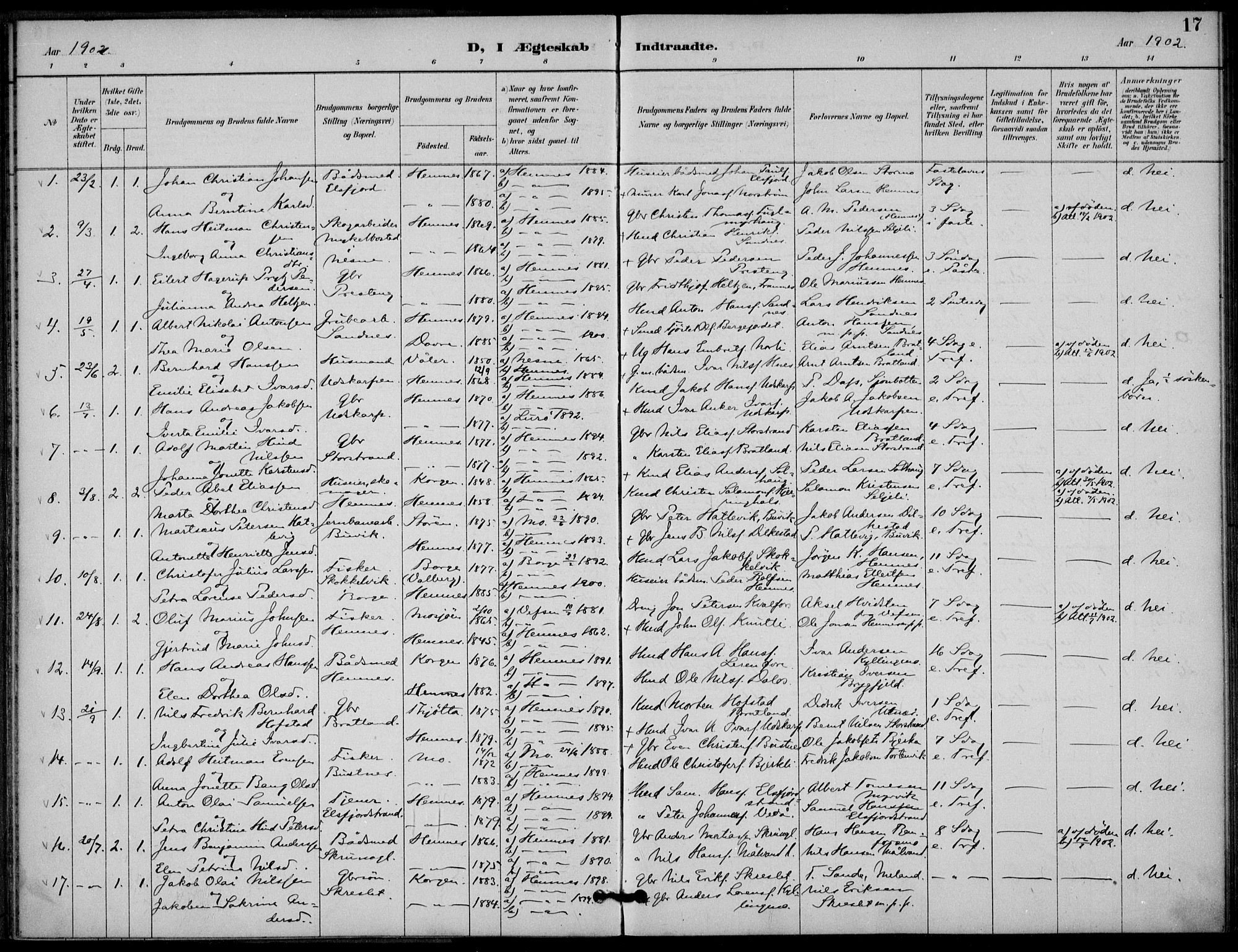 Ministerialprotokoller, klokkerbøker og fødselsregistre - Nordland, SAT/A-1459/825/L0363: Parish register (official) no. 825A17, 1890-1909, p. 17
