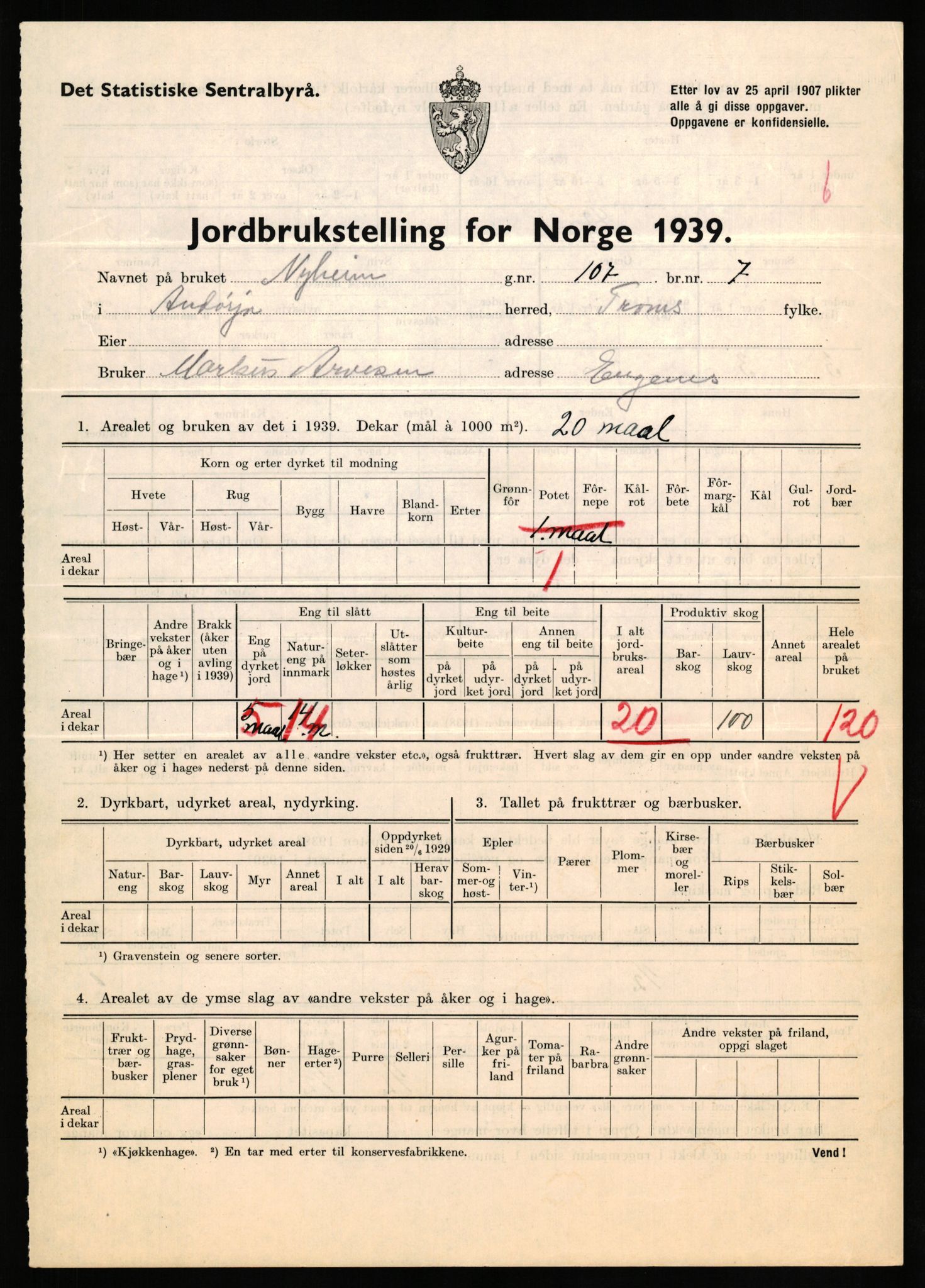 Statistisk sentralbyrå, Næringsøkonomiske emner, Jordbruk, skogbruk, jakt, fiske og fangst, AV/RA-S-2234/G/Gb/L0339: Troms: Andørja, Astafjord og Lavangen, 1939, p. 490