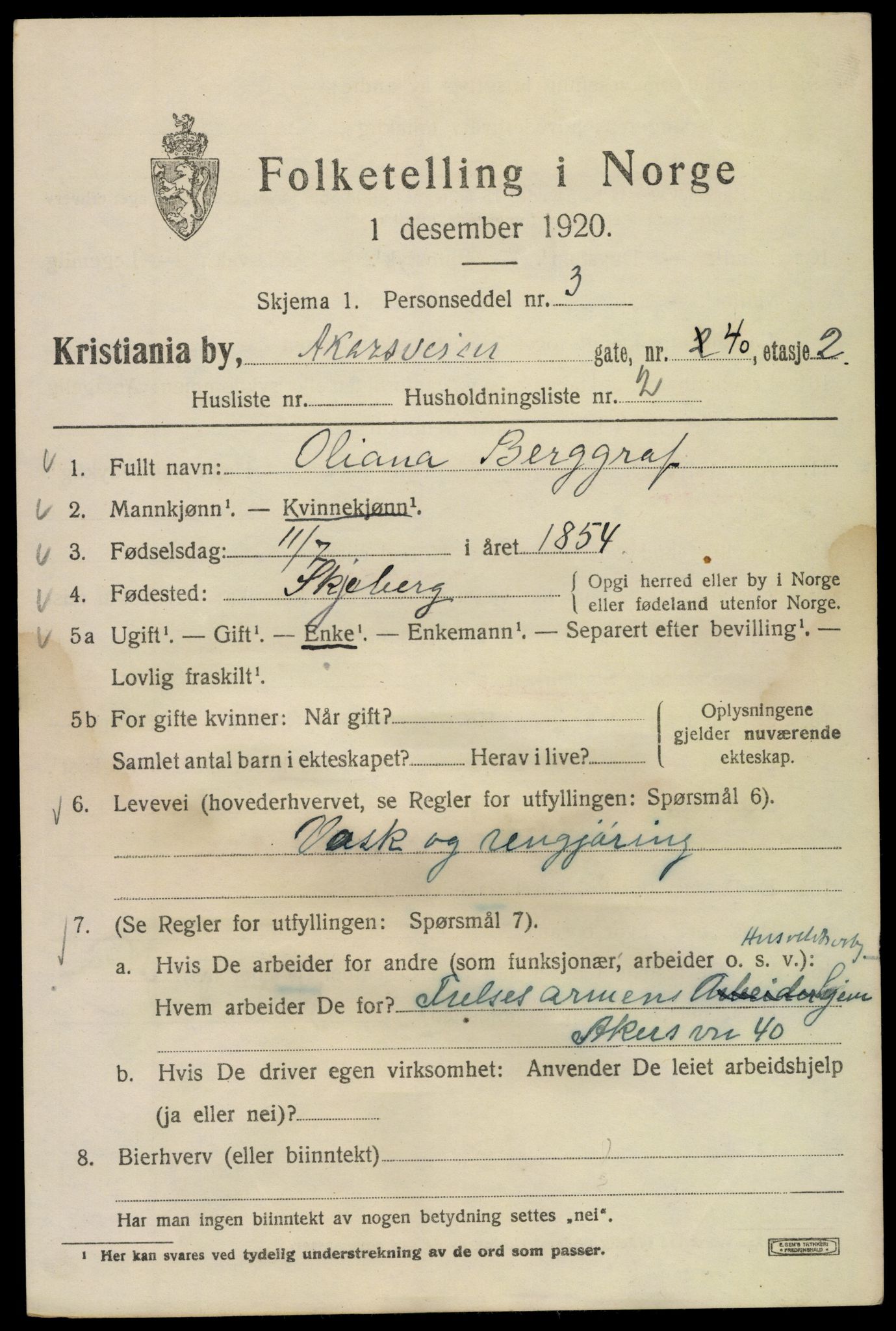 SAO, 1920 census for Kristiania, 1920, p. 140977