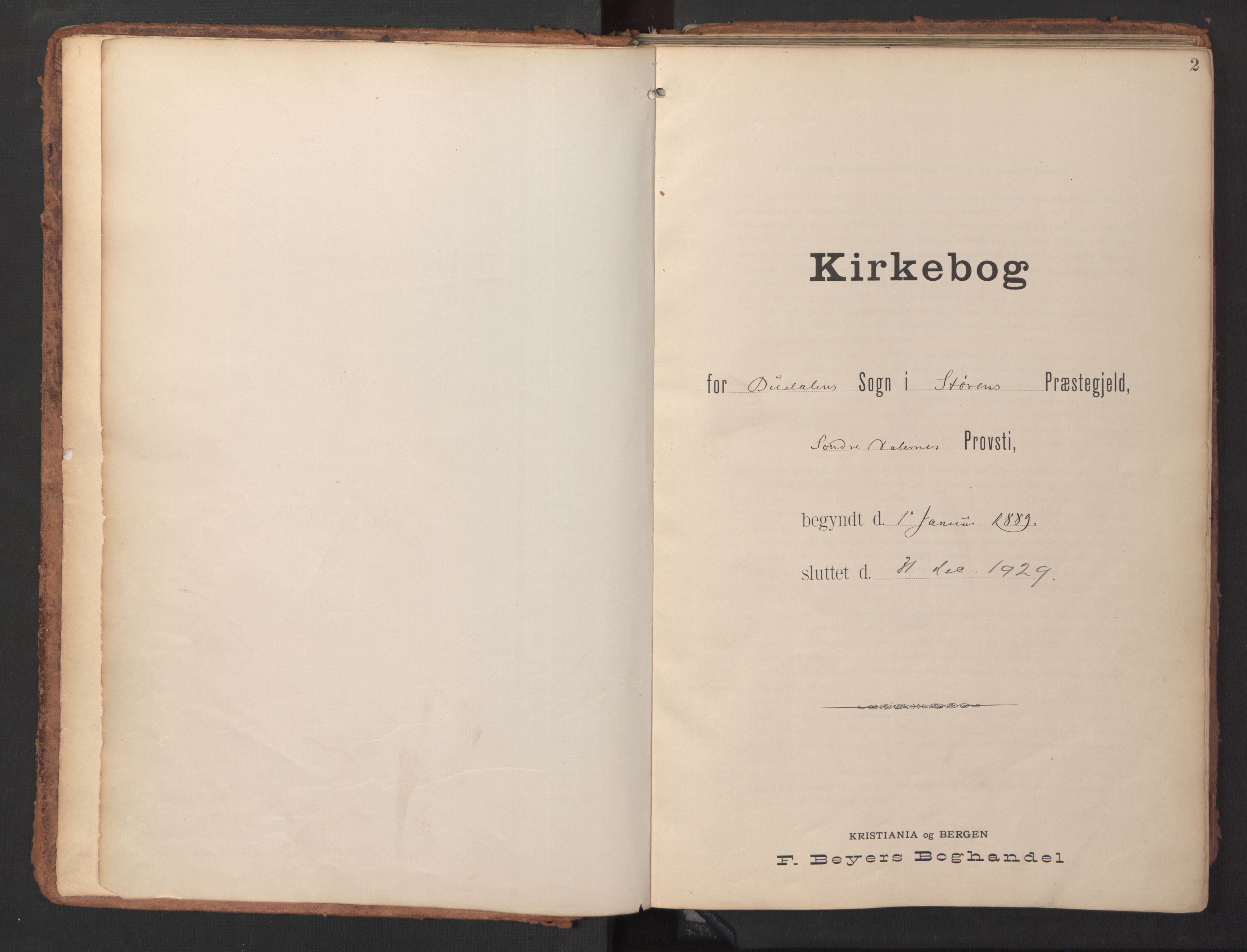 Ministerialprotokoller, klokkerbøker og fødselsregistre - Sør-Trøndelag, AV/SAT-A-1456/690/L1050: Parish register (official) no. 690A01, 1889-1929, p. 2