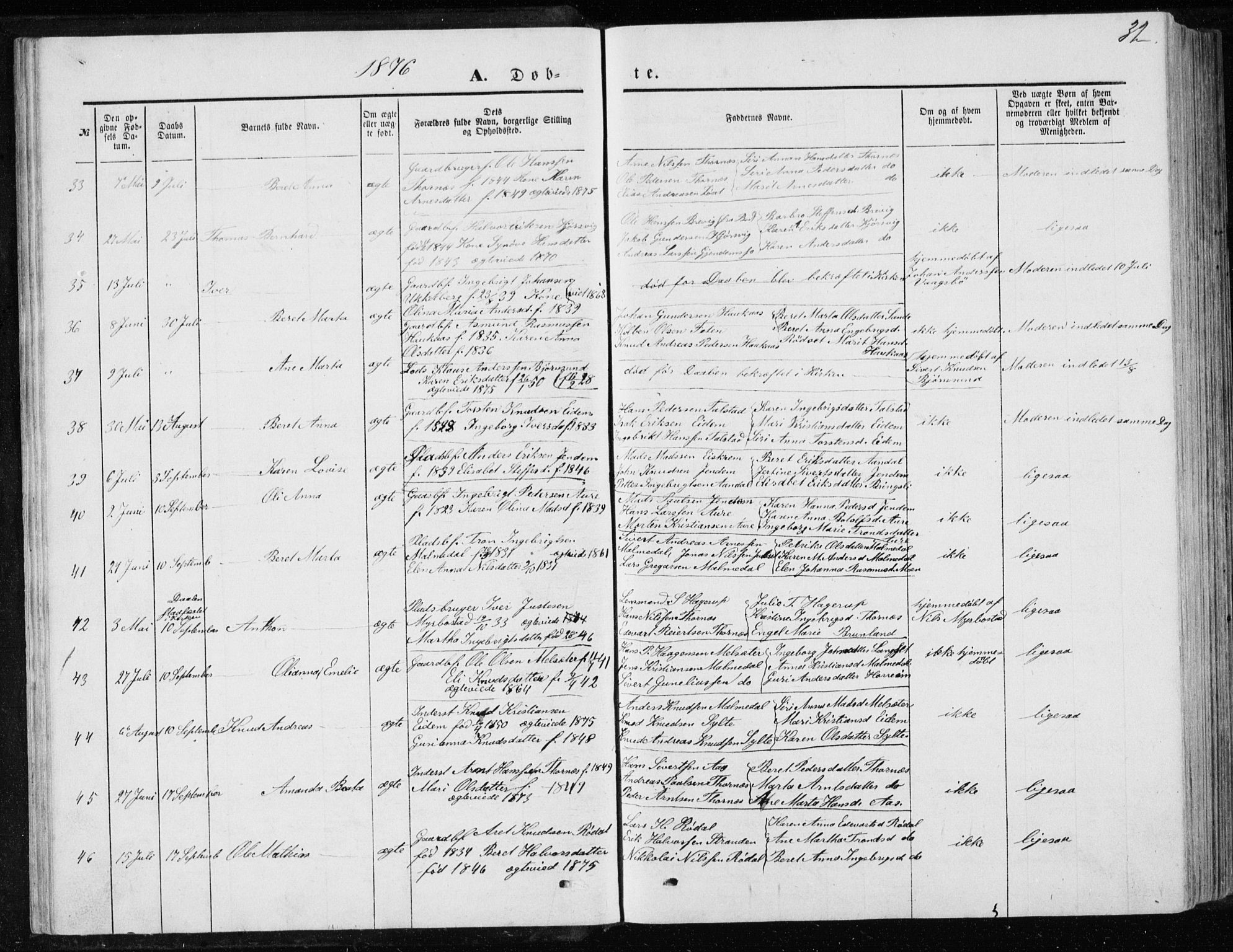 Ministerialprotokoller, klokkerbøker og fødselsregistre - Møre og Romsdal, AV/SAT-A-1454/565/L0754: Parish register (copy) no. 565C03, 1870-1896, p. 32