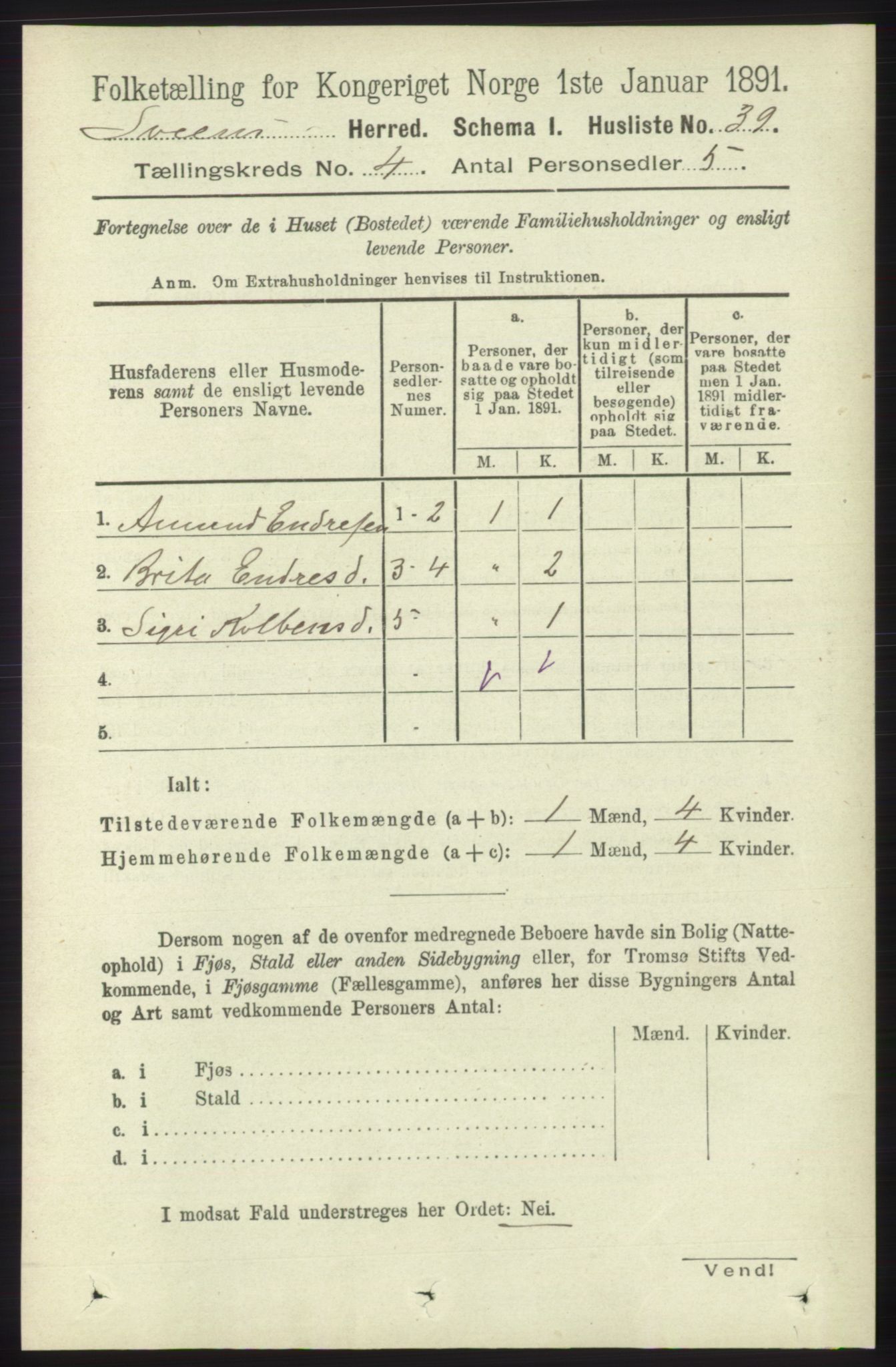 RA, 1891 census for 1216 Sveio, 1891, p. 1132