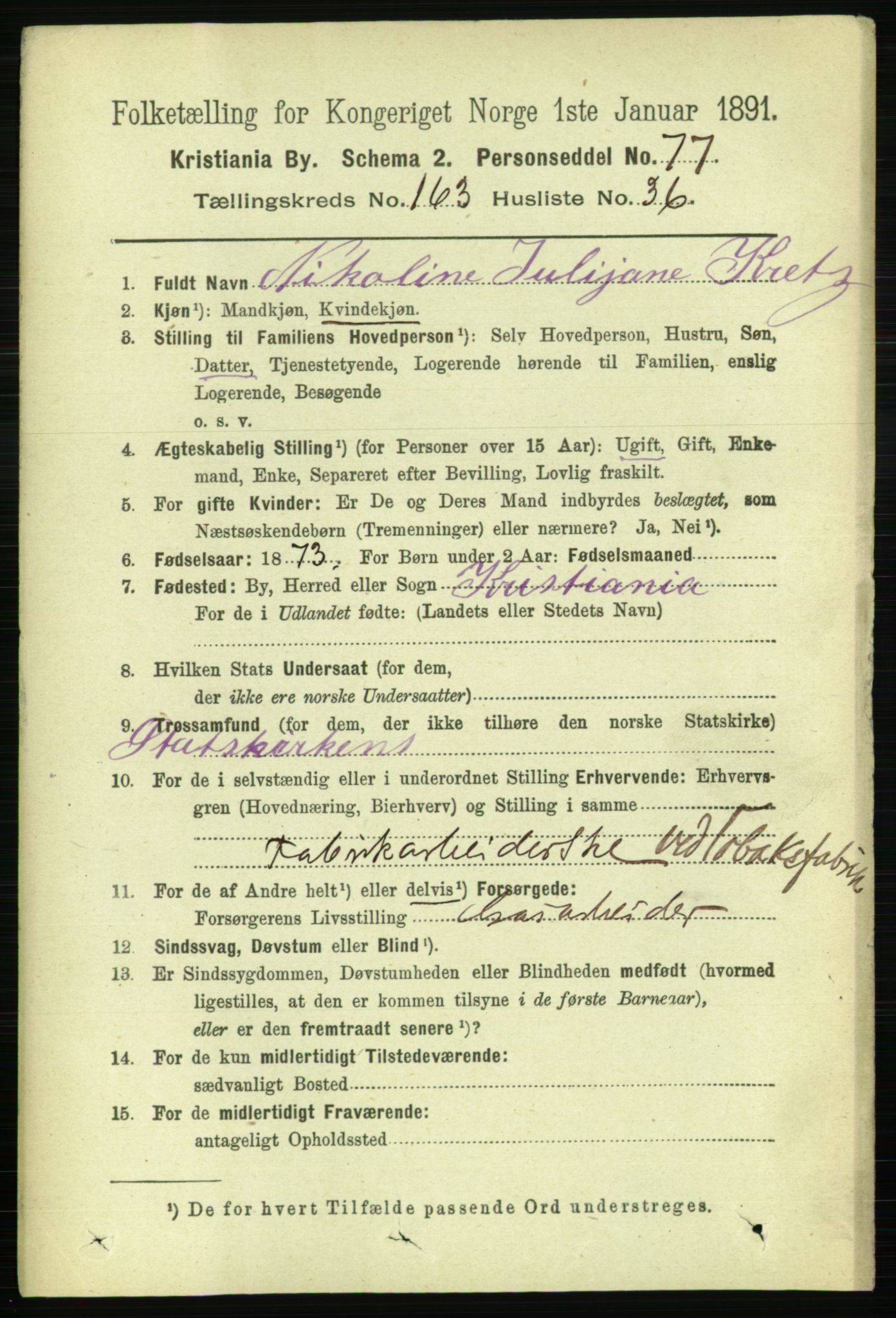 RA, 1891 census for 0301 Kristiania, 1891, p. 94359