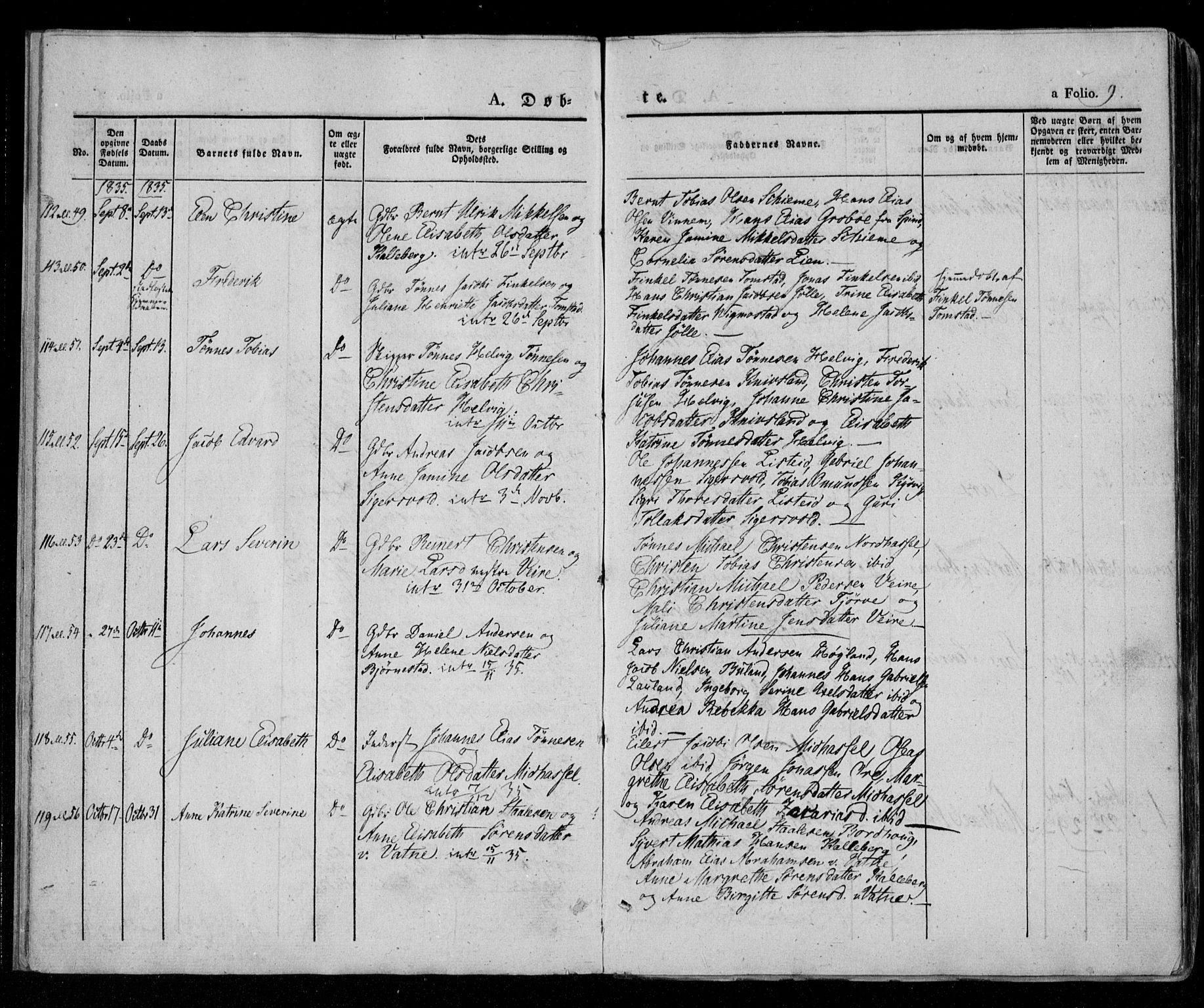 Lista sokneprestkontor, AV/SAK-1111-0027/F/Fa/L0009: Parish register (official) no. A 9, 1835-1846, p. 9