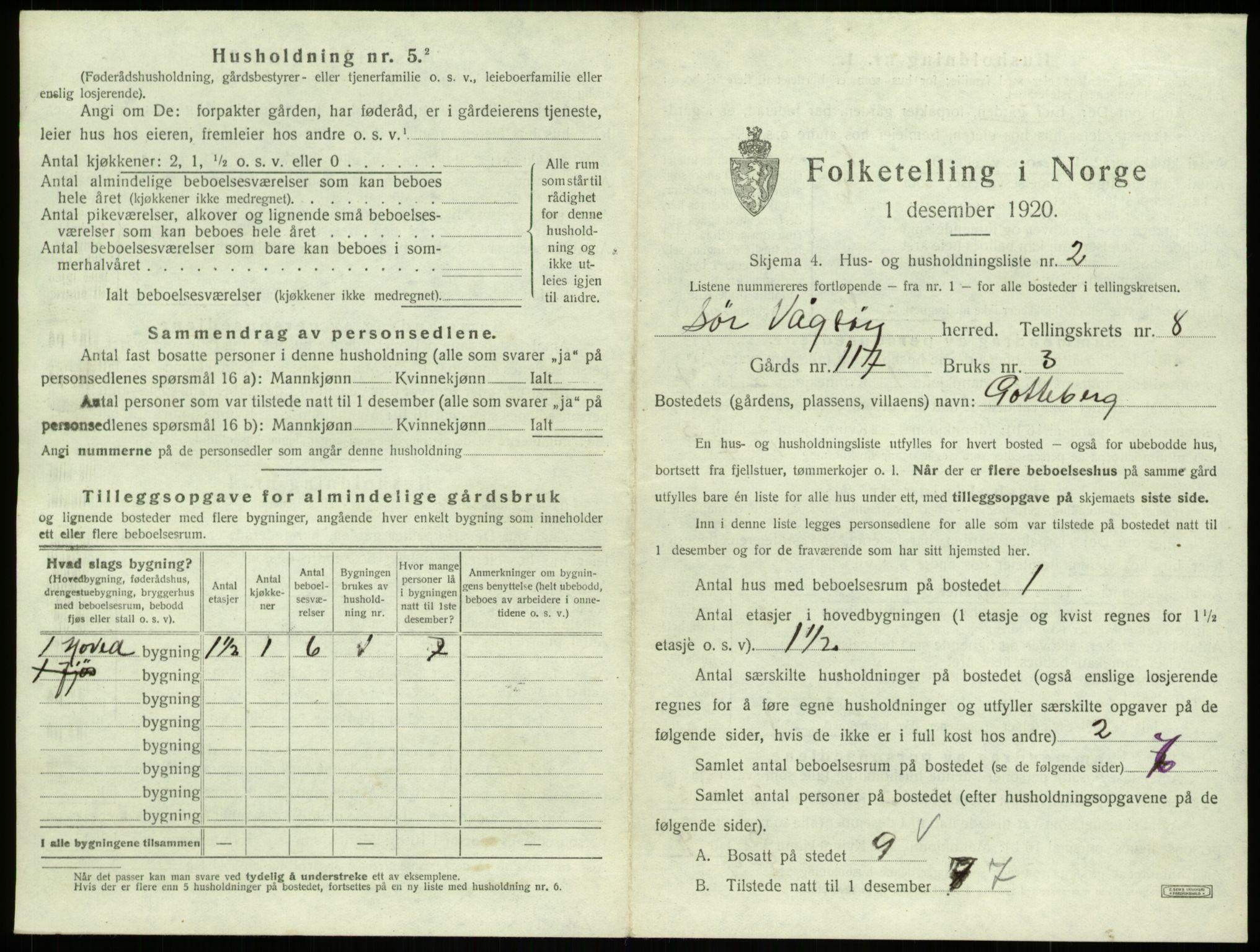 SAB, 1920 census for Sør-Vågsøy, 1920, p. 538