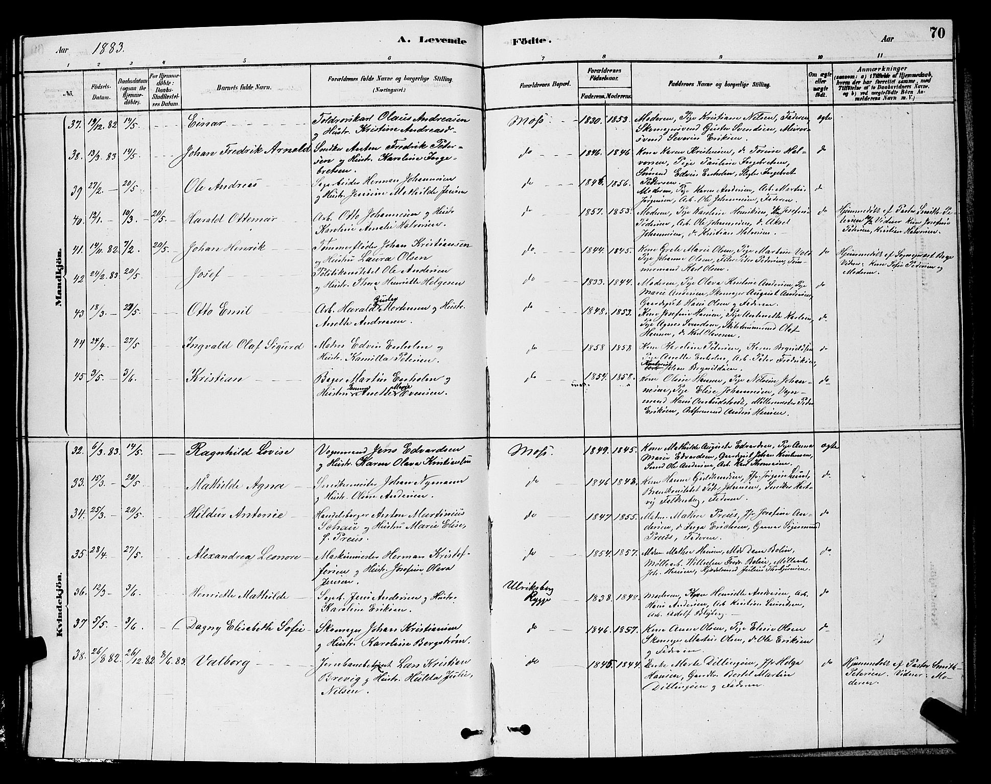 Moss prestekontor Kirkebøker, AV/SAO-A-2003/G/Ga/L0005: Parish register (copy) no. I 5, 1878-1888, p. 70