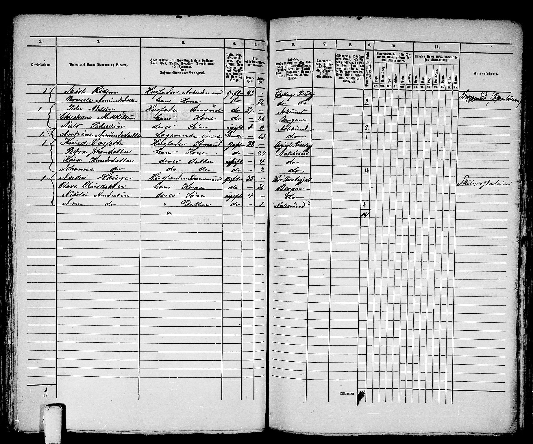 RA, 1865 census for Ålesund, 1865, p. 288