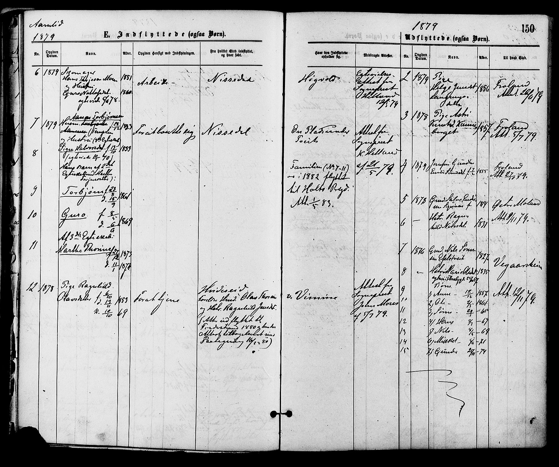 Åmli sokneprestkontor, AV/SAK-1111-0050/F/Fa/Fac/L0009: Parish register (official) no. A 9 /1, 1869-1884, p. 150