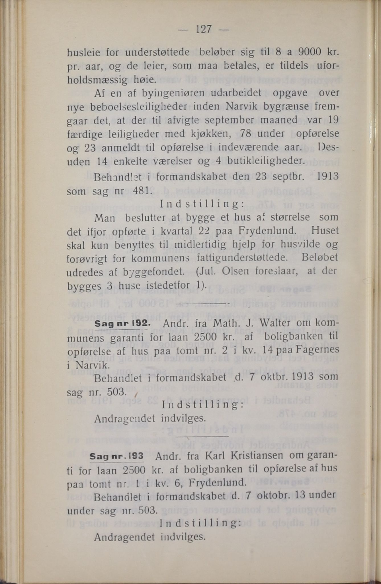 Narvik kommune. Formannskap , AIN/K-18050.150/A/Ab/L0003: Møtebok, 1913