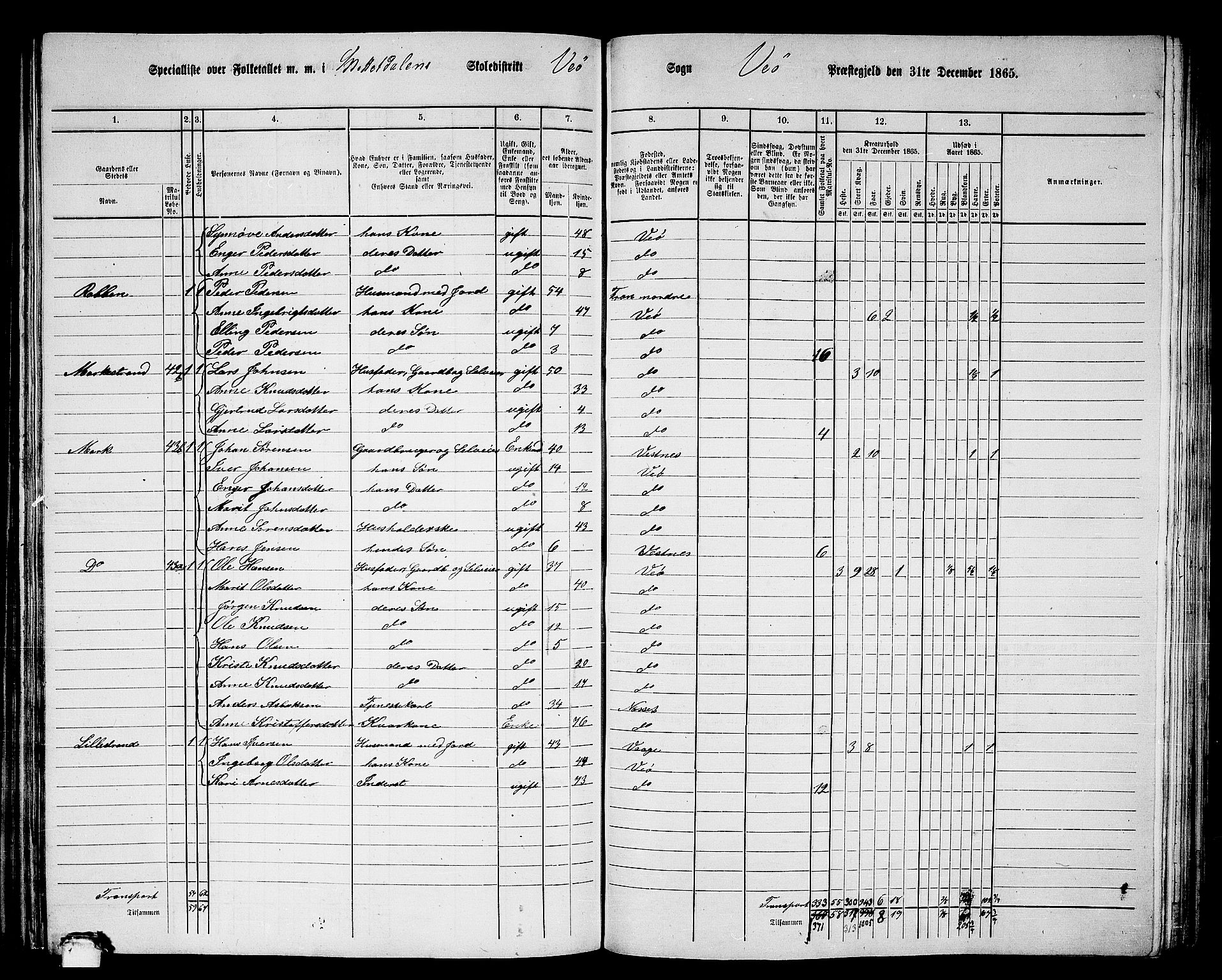 RA, 1865 census for Veøy, 1865, p. 35