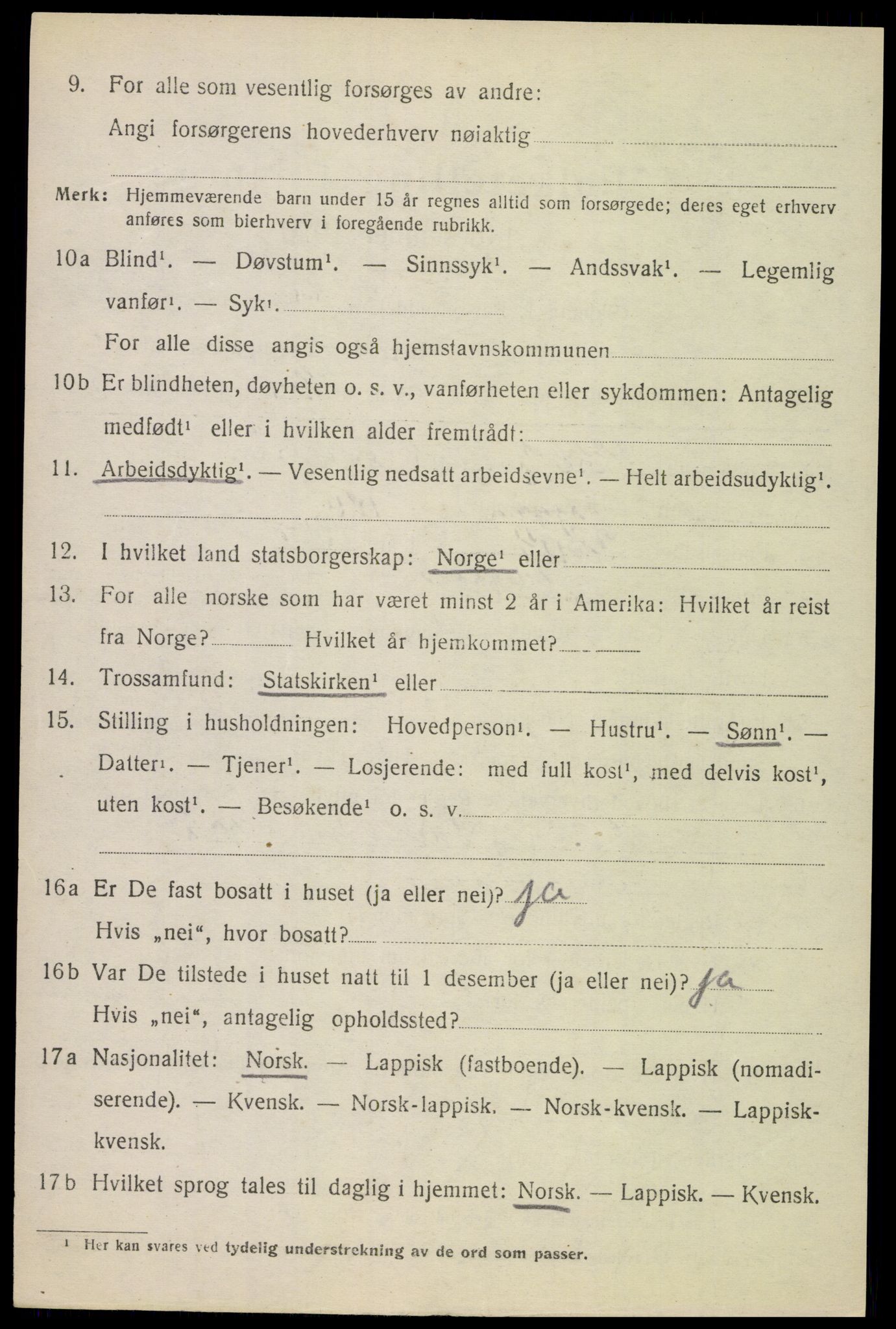 SAT, 1920 census for Evenes, 1920, p. 7045