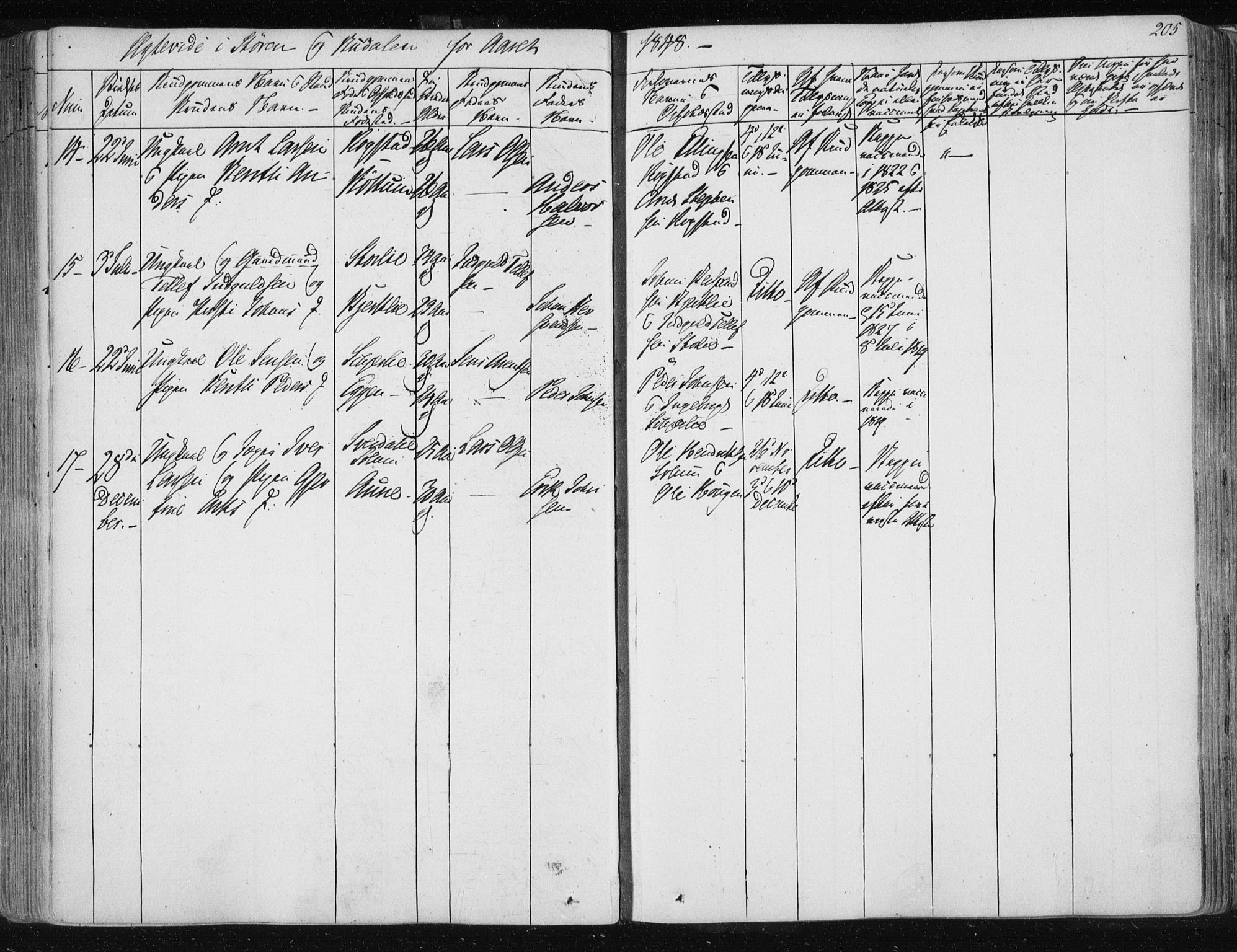 Ministerialprotokoller, klokkerbøker og fødselsregistre - Sør-Trøndelag, AV/SAT-A-1456/687/L0997: Parish register (official) no. 687A05 /1, 1843-1848, p. 205