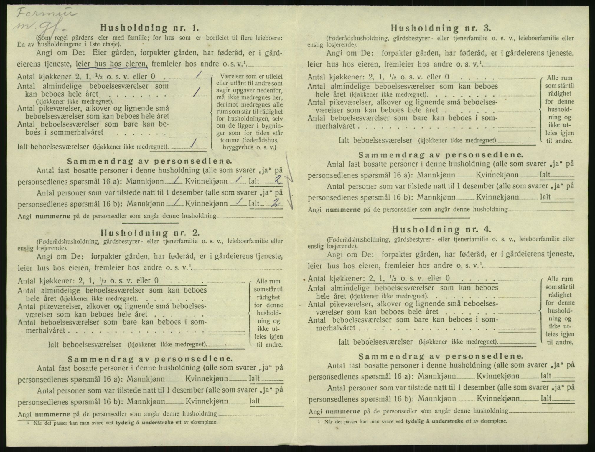 SAK, 1920 census for Vegusdal, 1920, p. 276