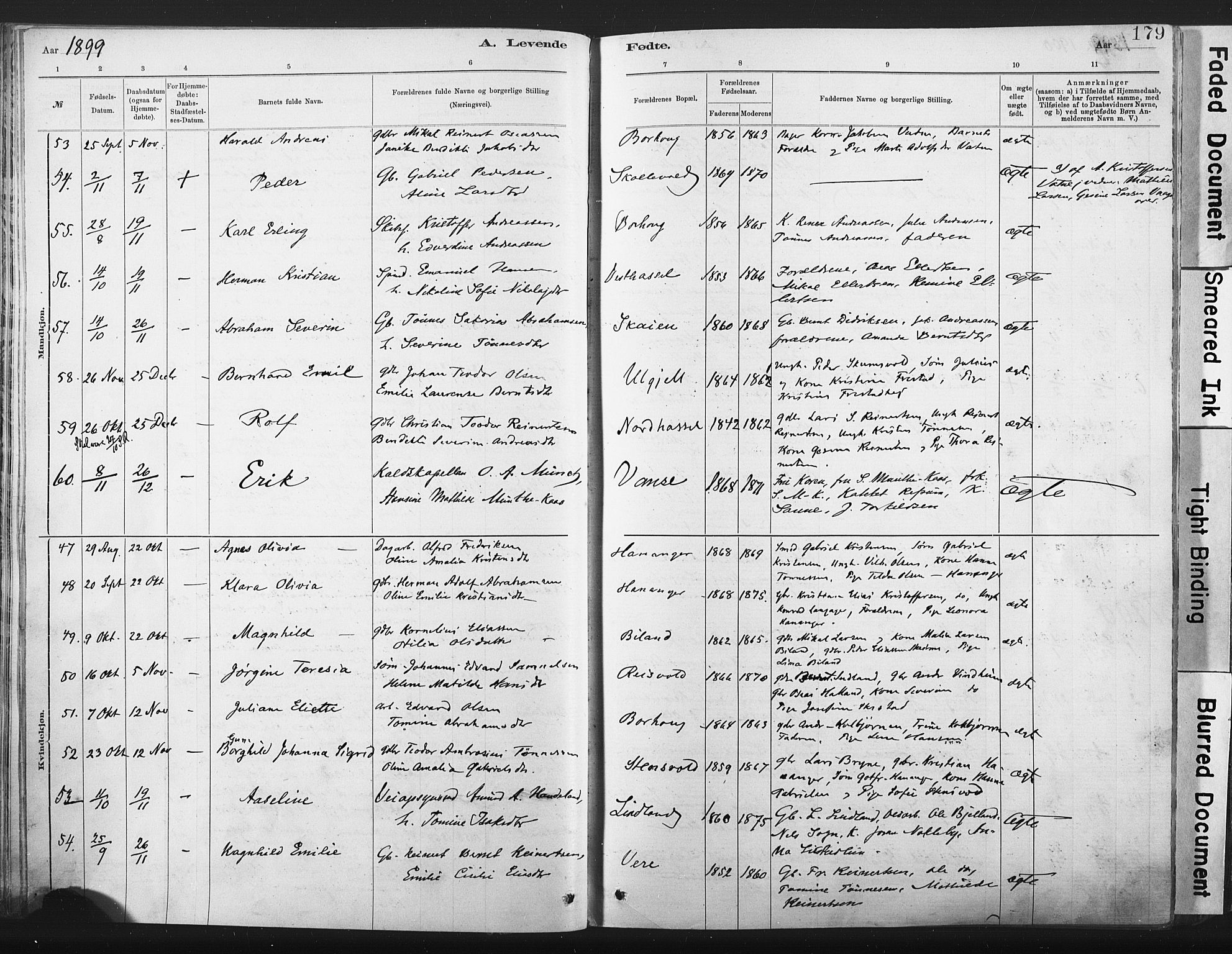 Lista sokneprestkontor, AV/SAK-1111-0027/F/Fa/L0012: Parish register (official) no. A 12, 1879-1903, p. 179