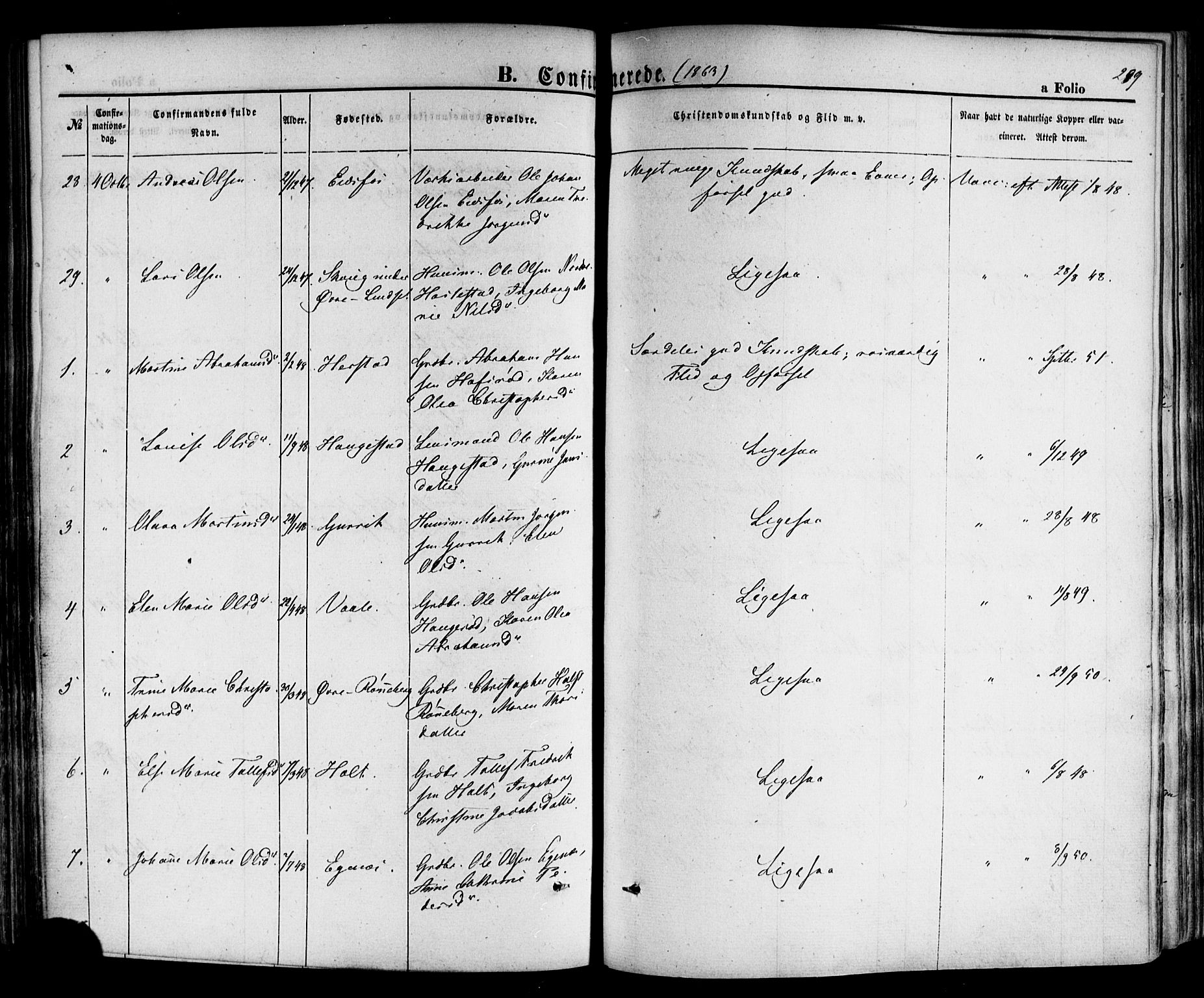 Hof kirkebøker, AV/SAKO-A-64/F/Fa/L0006: Parish register (official) no. I 6, 1851-1877, p. 289