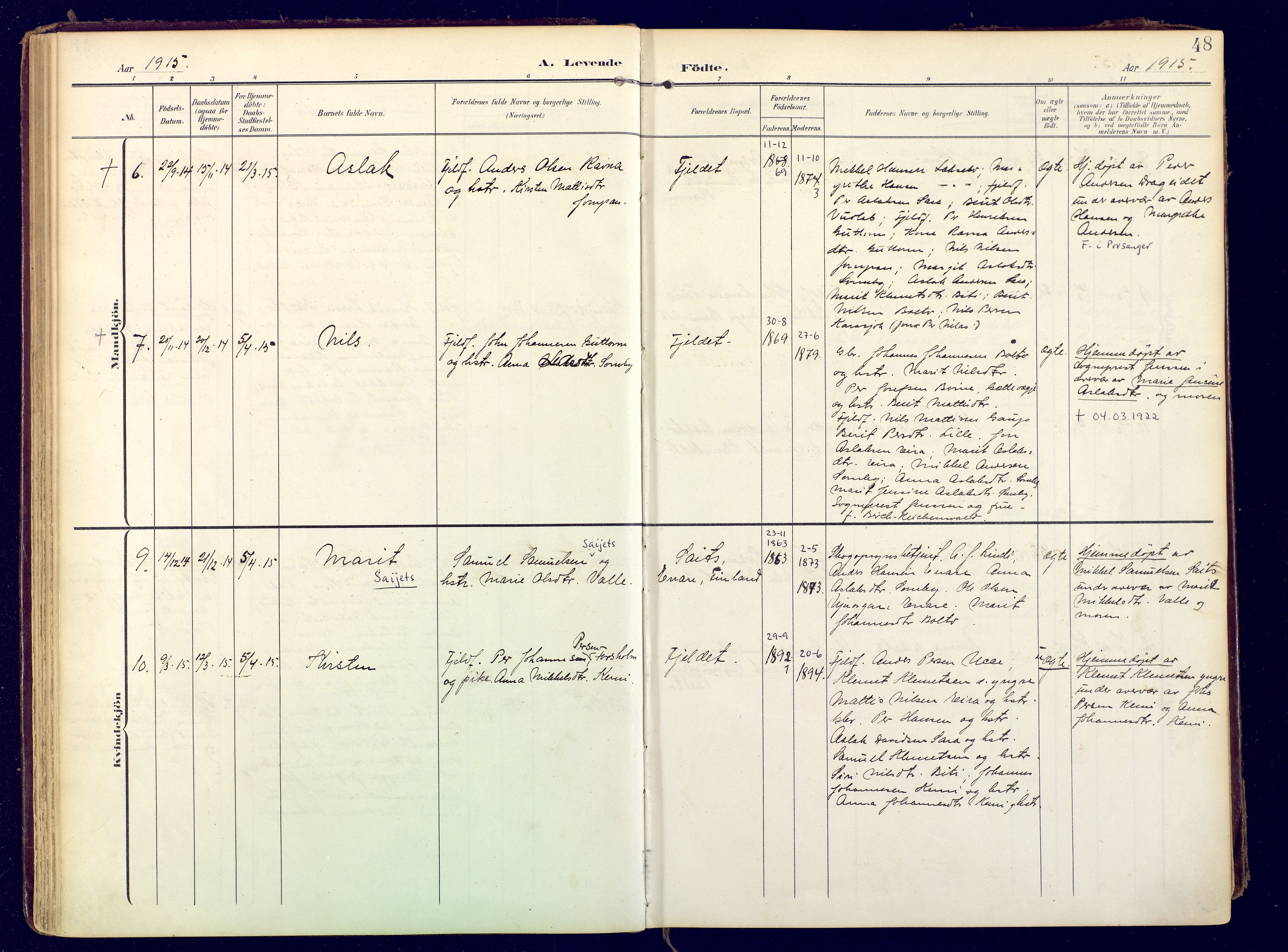 Karasjok sokneprestkontor, AV/SATØ-S-1352/H/Ha: Parish register (official) no. 3, 1907-1926, p. 48