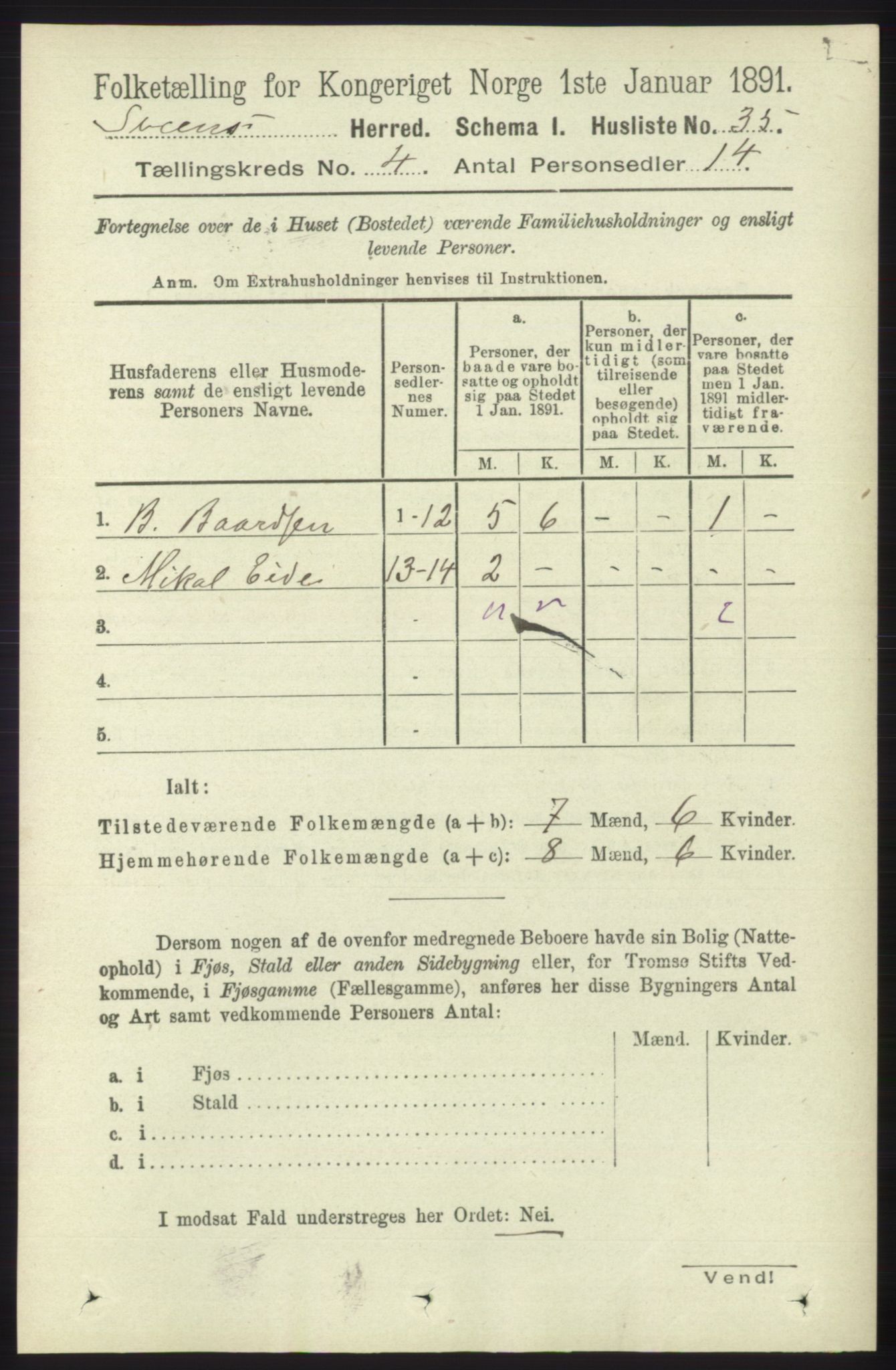 RA, 1891 census for 1216 Sveio, 1891, p. 1128