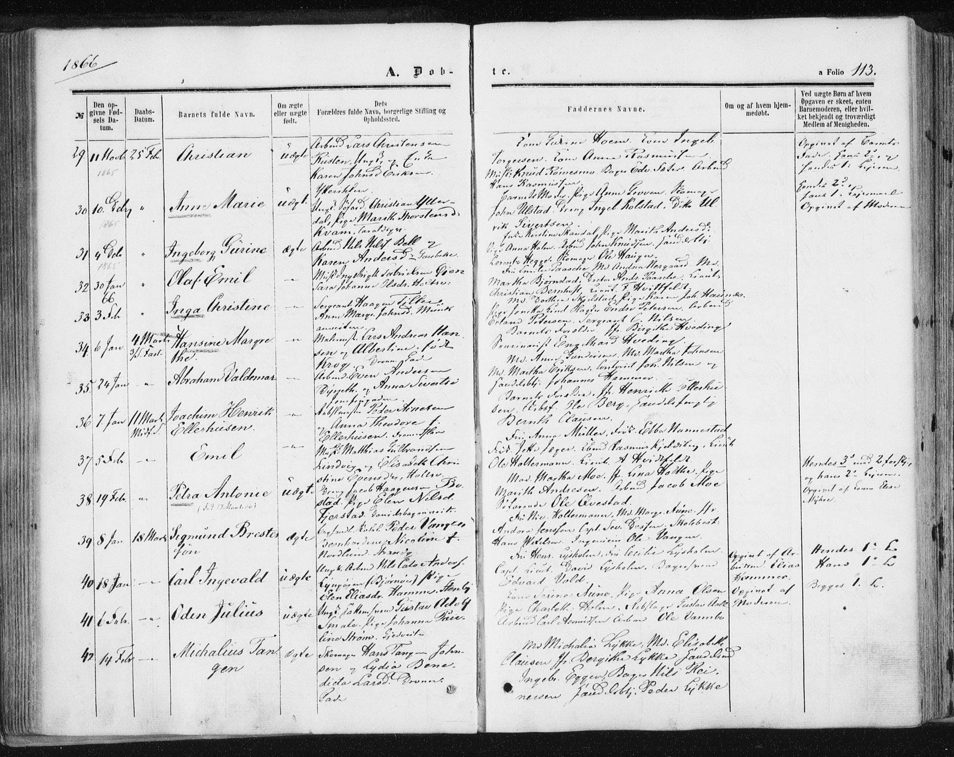 Ministerialprotokoller, klokkerbøker og fødselsregistre - Sør-Trøndelag, AV/SAT-A-1456/602/L0115: Parish register (official) no. 602A13, 1860-1872, p. 113