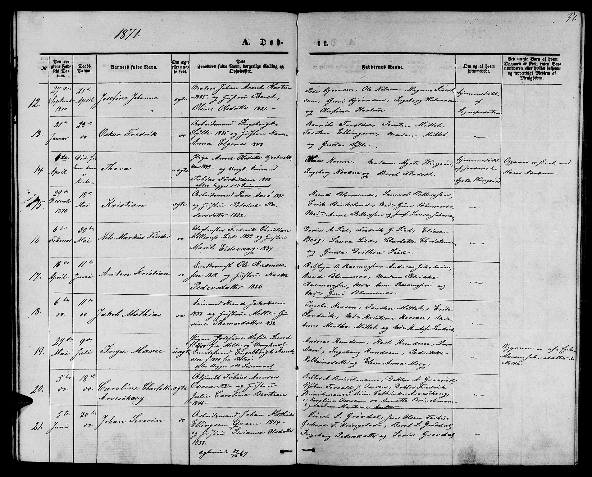 Ministerialprotokoller, klokkerbøker og fødselsregistre - Møre og Romsdal, AV/SAT-A-1454/558/L0701: Parish register (copy) no. 558C02, 1862-1879, p. 37