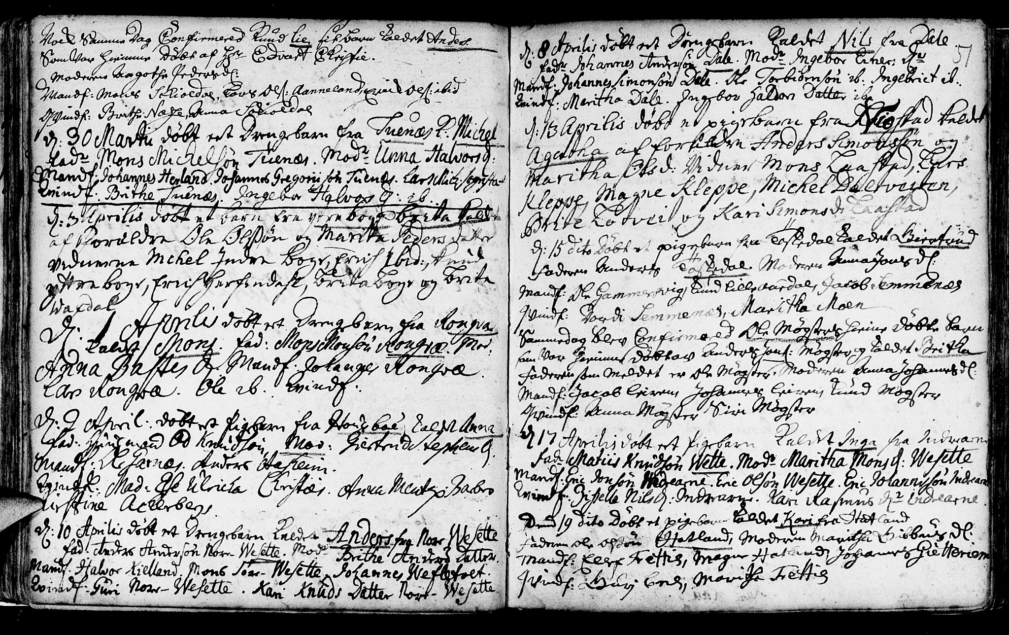 Haus sokneprestembete, AV/SAB-A-75601/H/Haa: Parish register (official) no. A 5, 1733-1747, p. 51