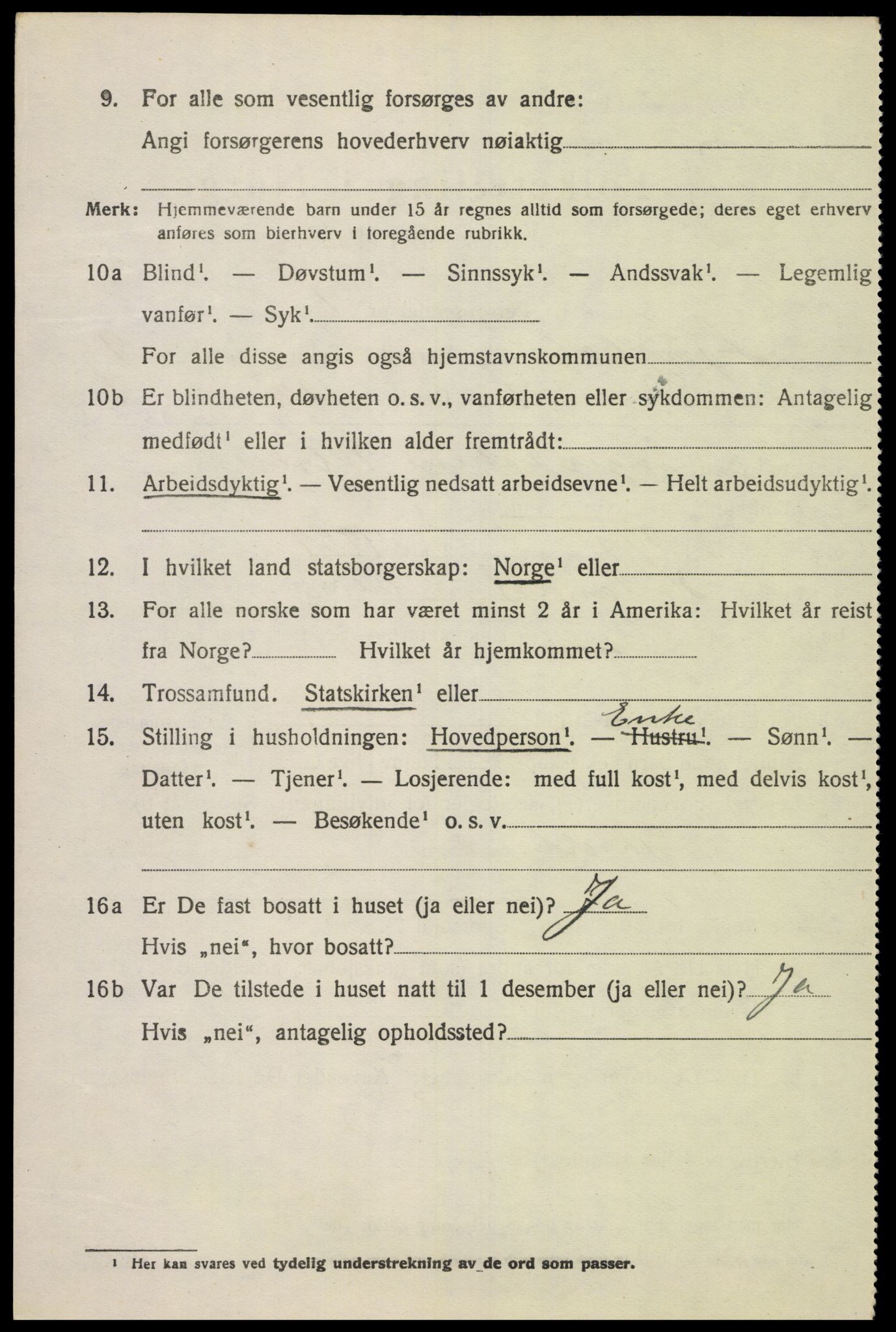 SAK, 1920 census for Lyngdal, 1920, p. 4624