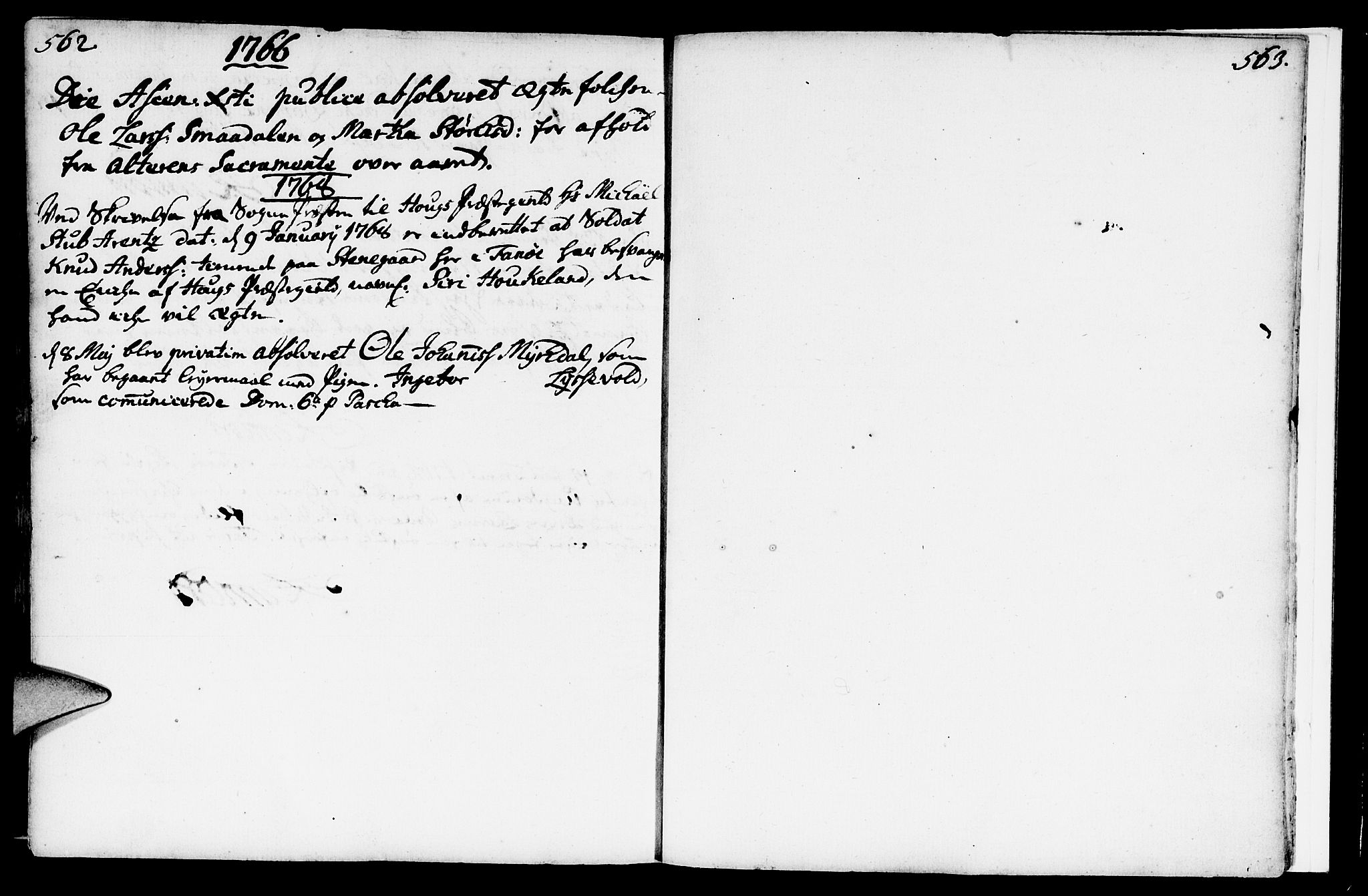 Fana Sokneprestembete, AV/SAB-A-75101/H/Haa/Haaa/L0004: Parish register (official) no. A 4, 1757-1774, p. 562-563