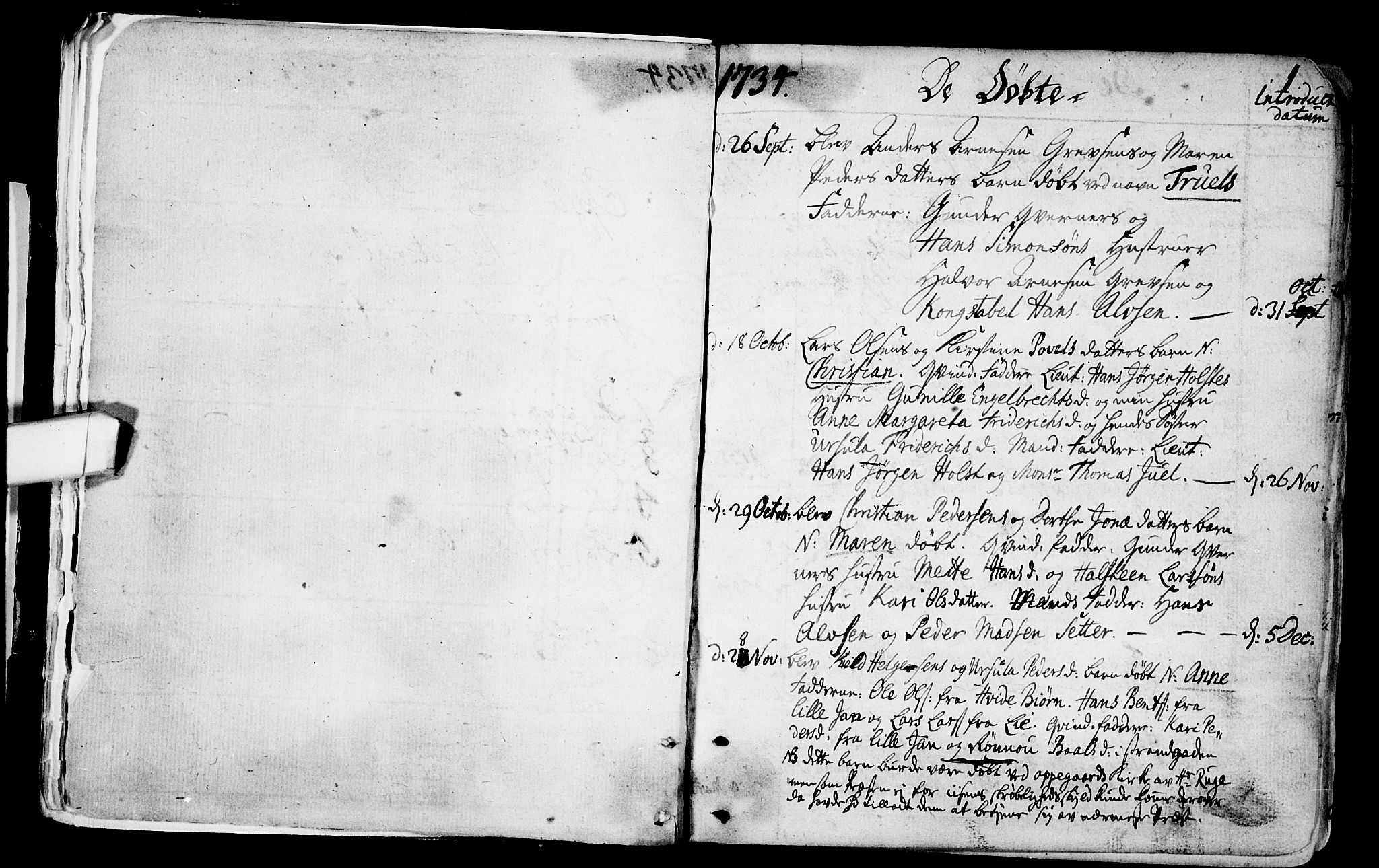 Gamlebyen prestekontor Kirkebøker, SAO/A-10884/F/Fa/L0001: Parish register (official) no. 1, 1734-1818, p. 1