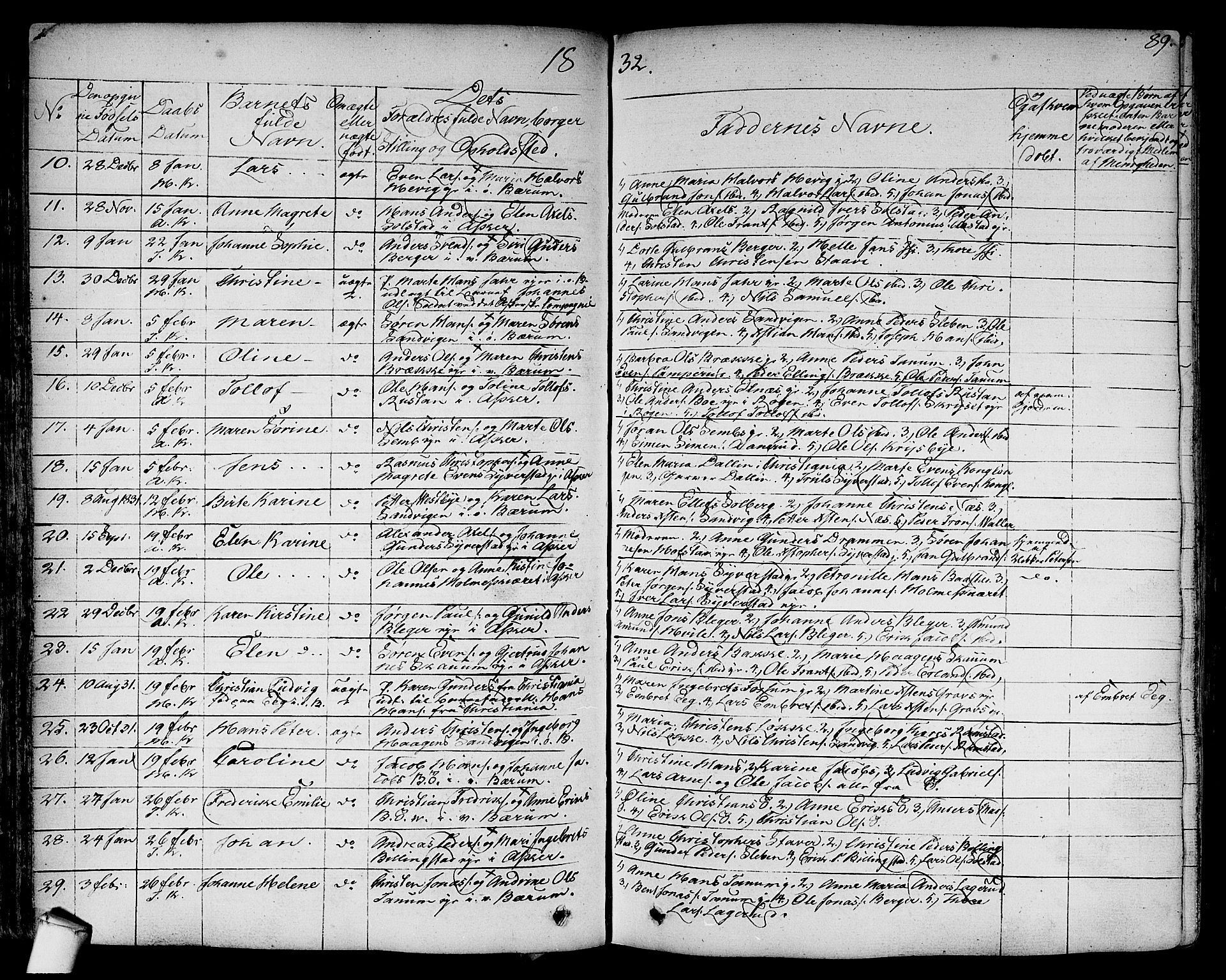 Asker prestekontor Kirkebøker, SAO/A-10256a/F/Fa/L0007: Parish register (official) no. I 7, 1825-1864, p. 89