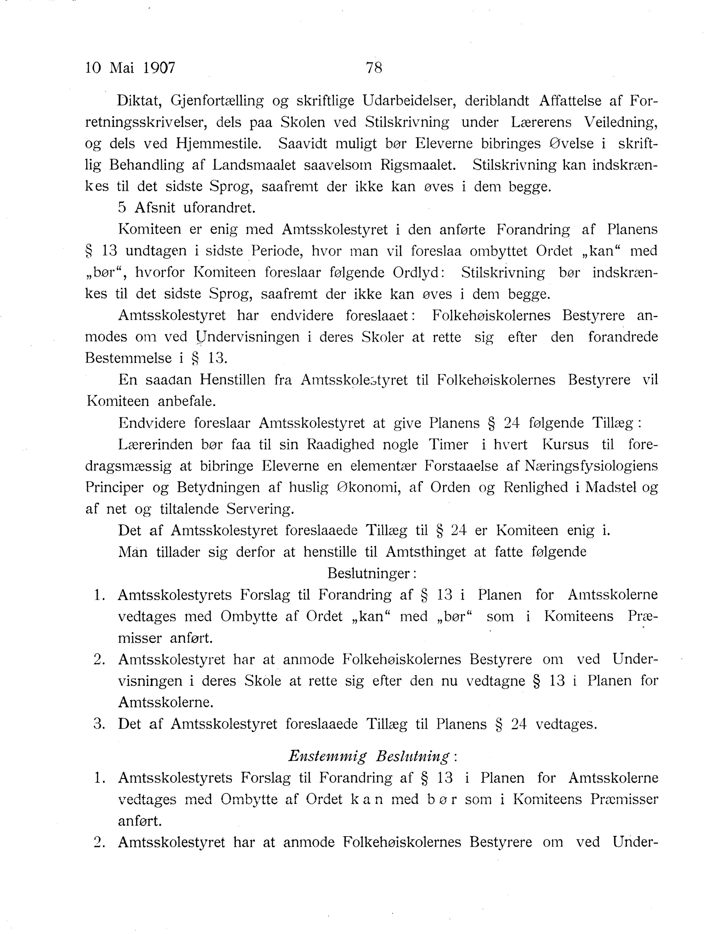 Nordland Fylkeskommune. Fylkestinget, AIN/NFK-17/176/A/Ac/L0030: Fylkestingsforhandlinger 1907, 1907