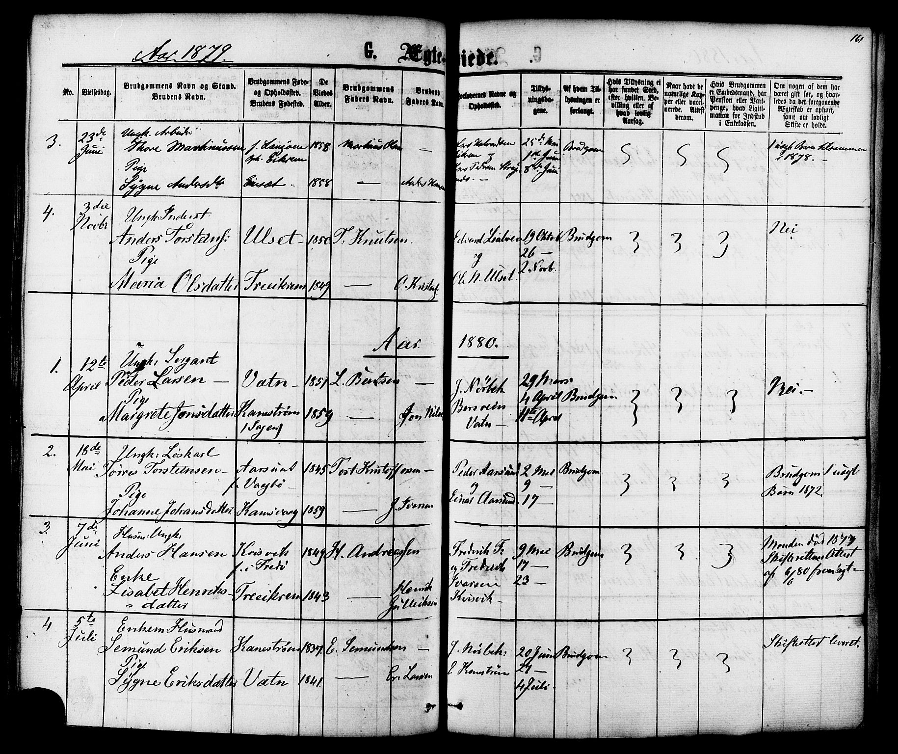 Ministerialprotokoller, klokkerbøker og fødselsregistre - Møre og Romsdal, AV/SAT-A-1454/587/L0999: Parish register (official) no. 587A01, 1864-1886, p. 161