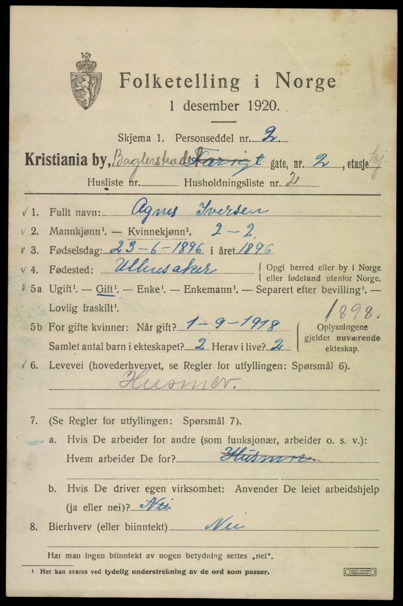 SAO, 1920 census for Kristiania, 1920, p. 147227